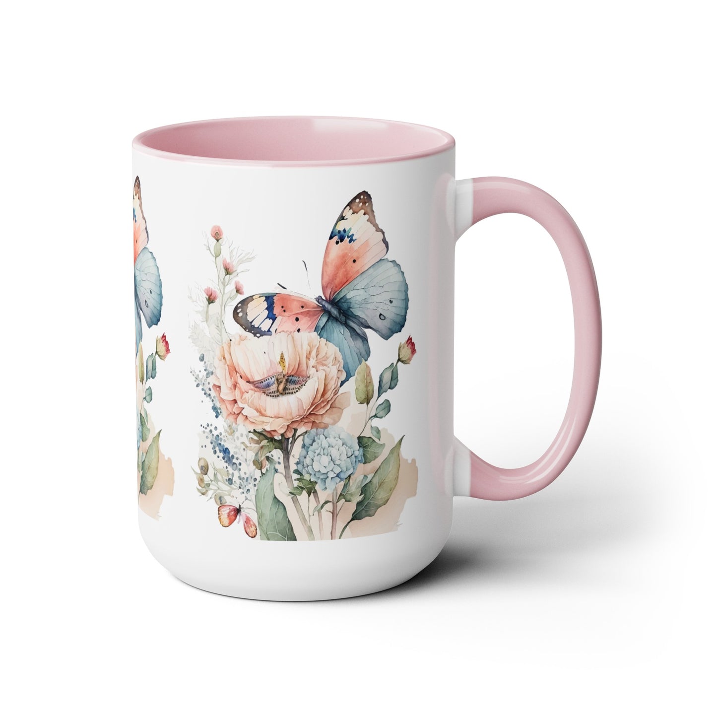 Two-Tone Coffee Mugs with butterfly