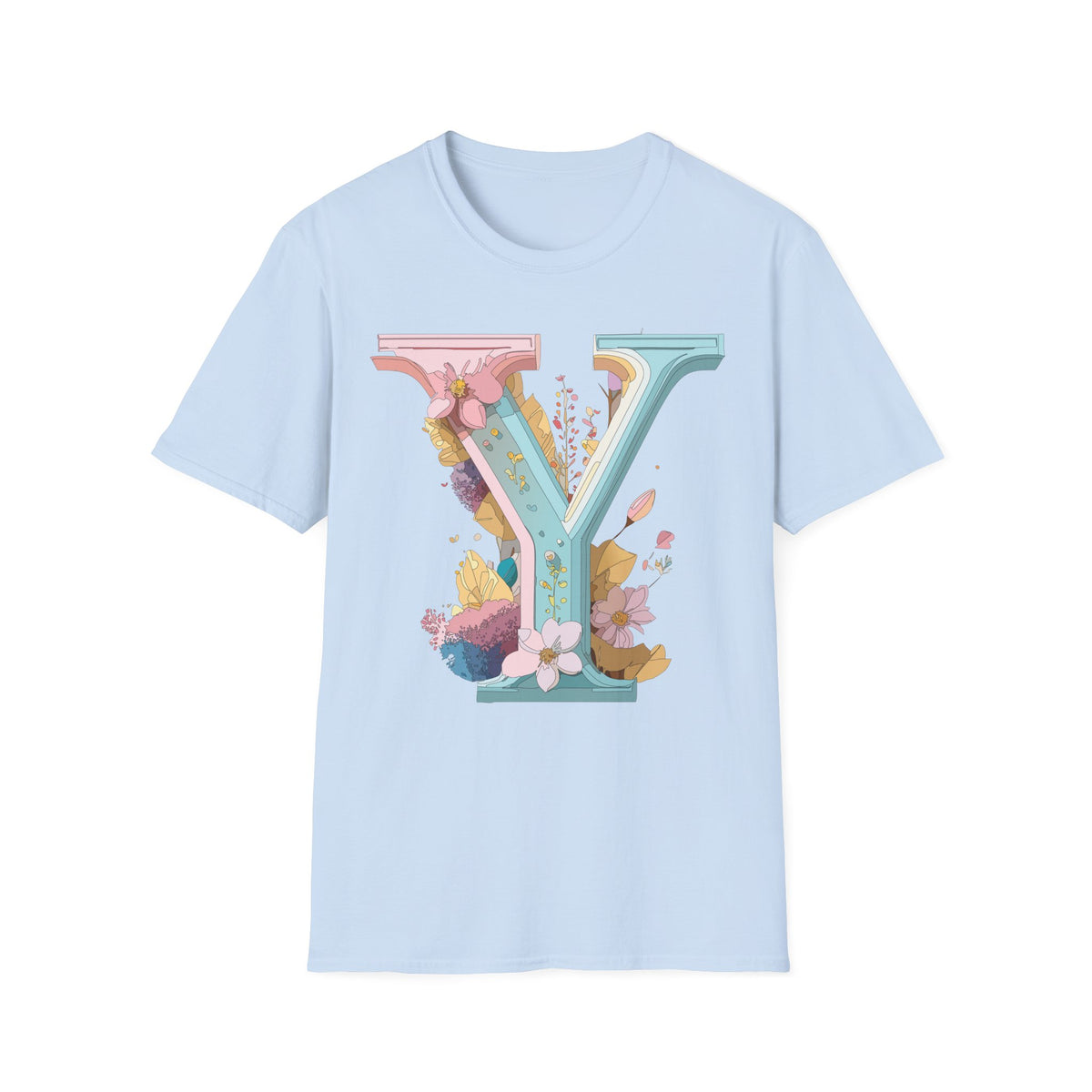 Floral Letter V T-Shirt | Pastel Monogram Tee