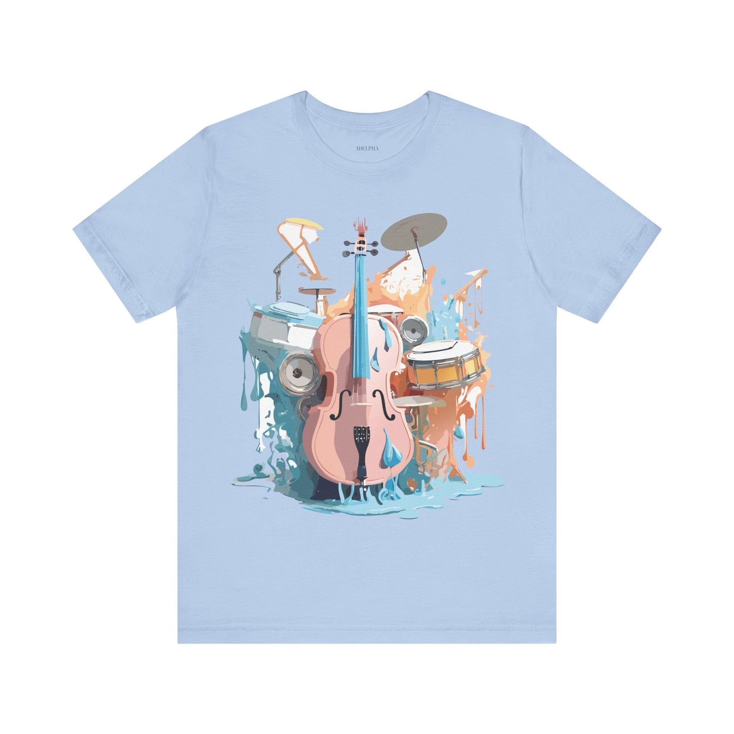 Music Graphic Unisex 100 Cotton Vintage Art with Musical Elements Tee 74