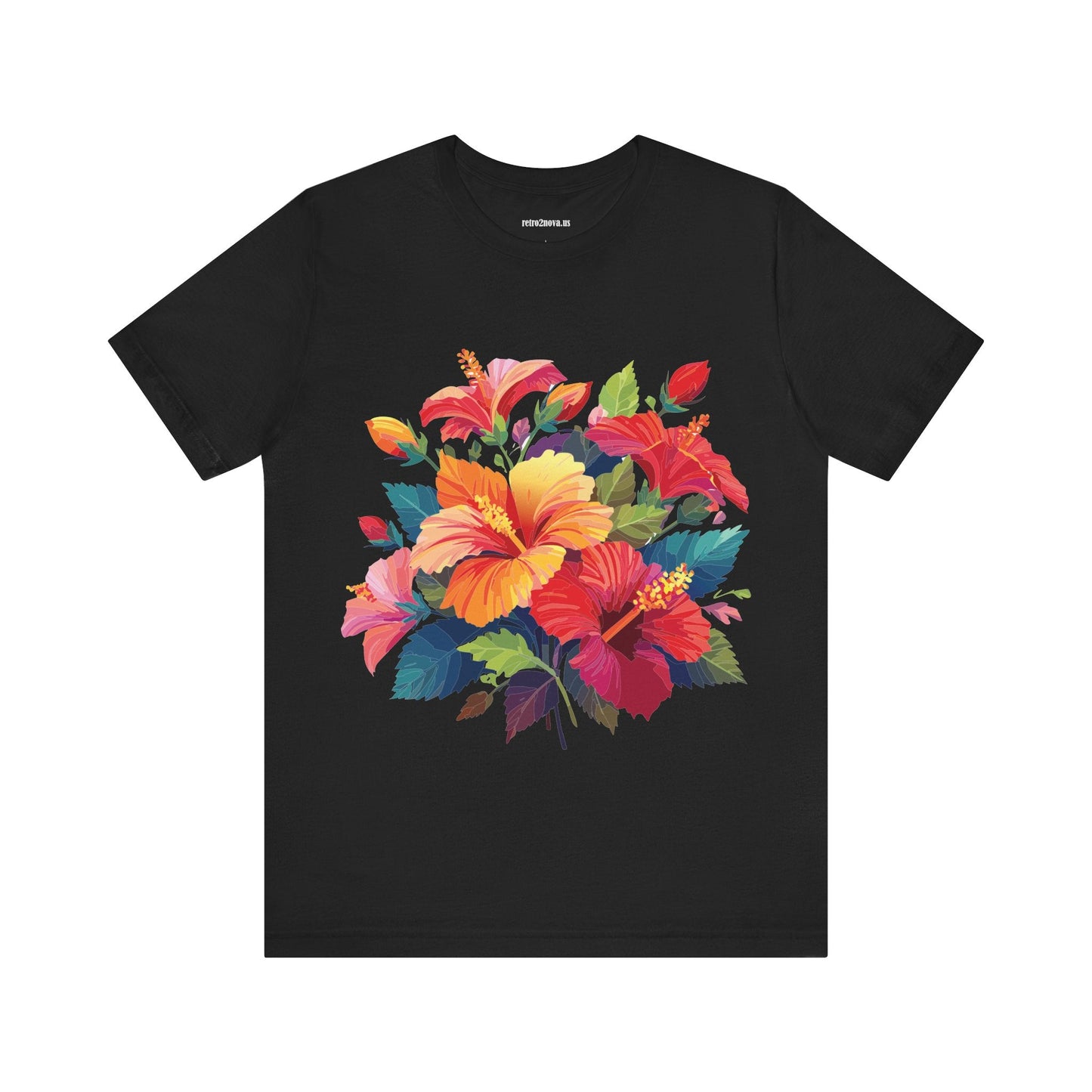 Retro2Nova Floral Shirt Unisex Jersey Short Sleeve Tee From Flowers Collection Bold Vibrant Design