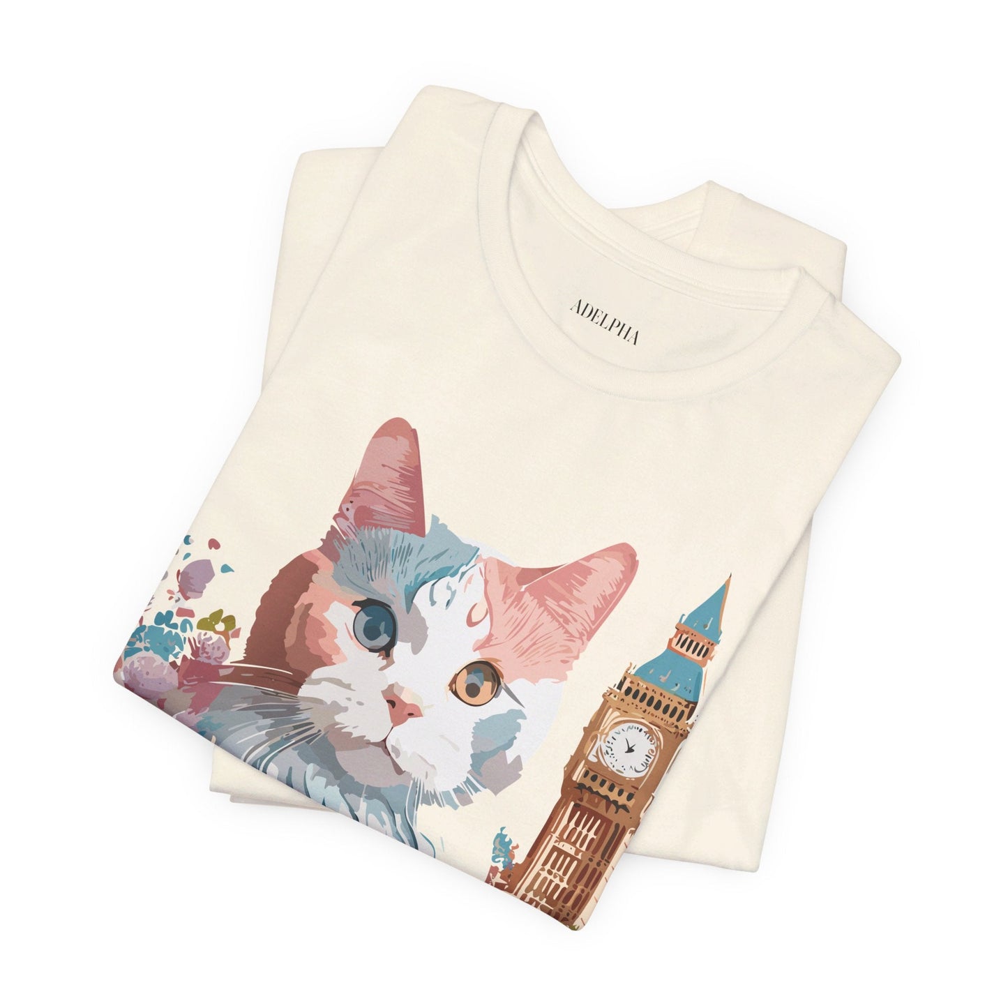 Unisex Cat Graphic Tee With Short Sleeve Vintage Inspired Art Adelpha