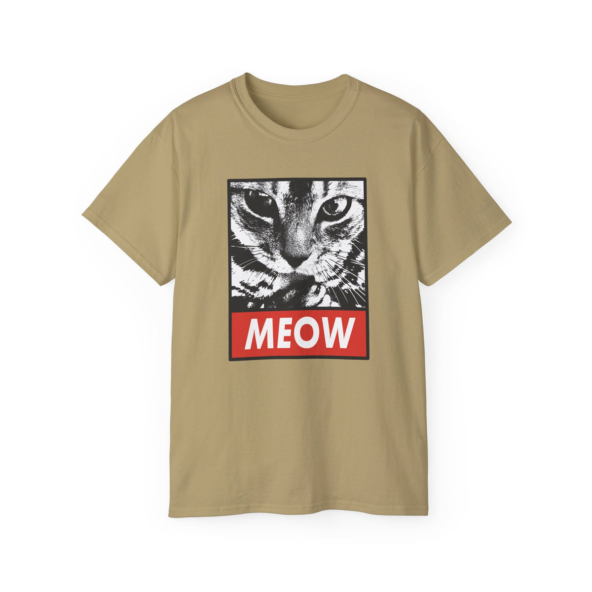 MEOW Cat Face Tee | Retro Pop Art Cat Graphic T-Shirt