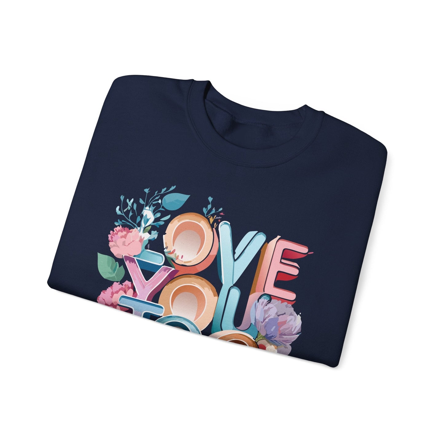 Floral Love Sweatshirt Valentines Day Unisex Crewneck Gildan 18000 Heavy Blend Warm