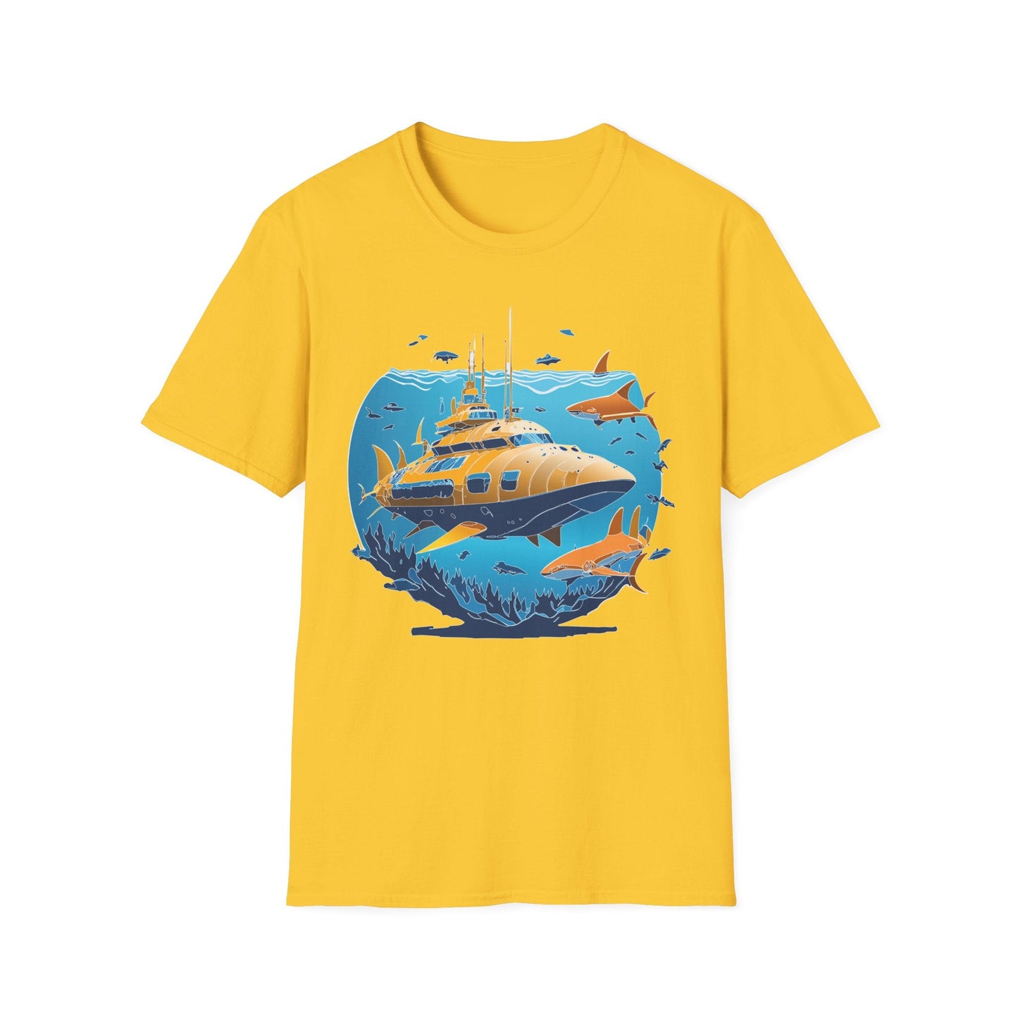 Ocean T Shirt Unisex Gildan Softstyle 64000 100 Percent Cotton Ring Spun U Boat Design Graphic