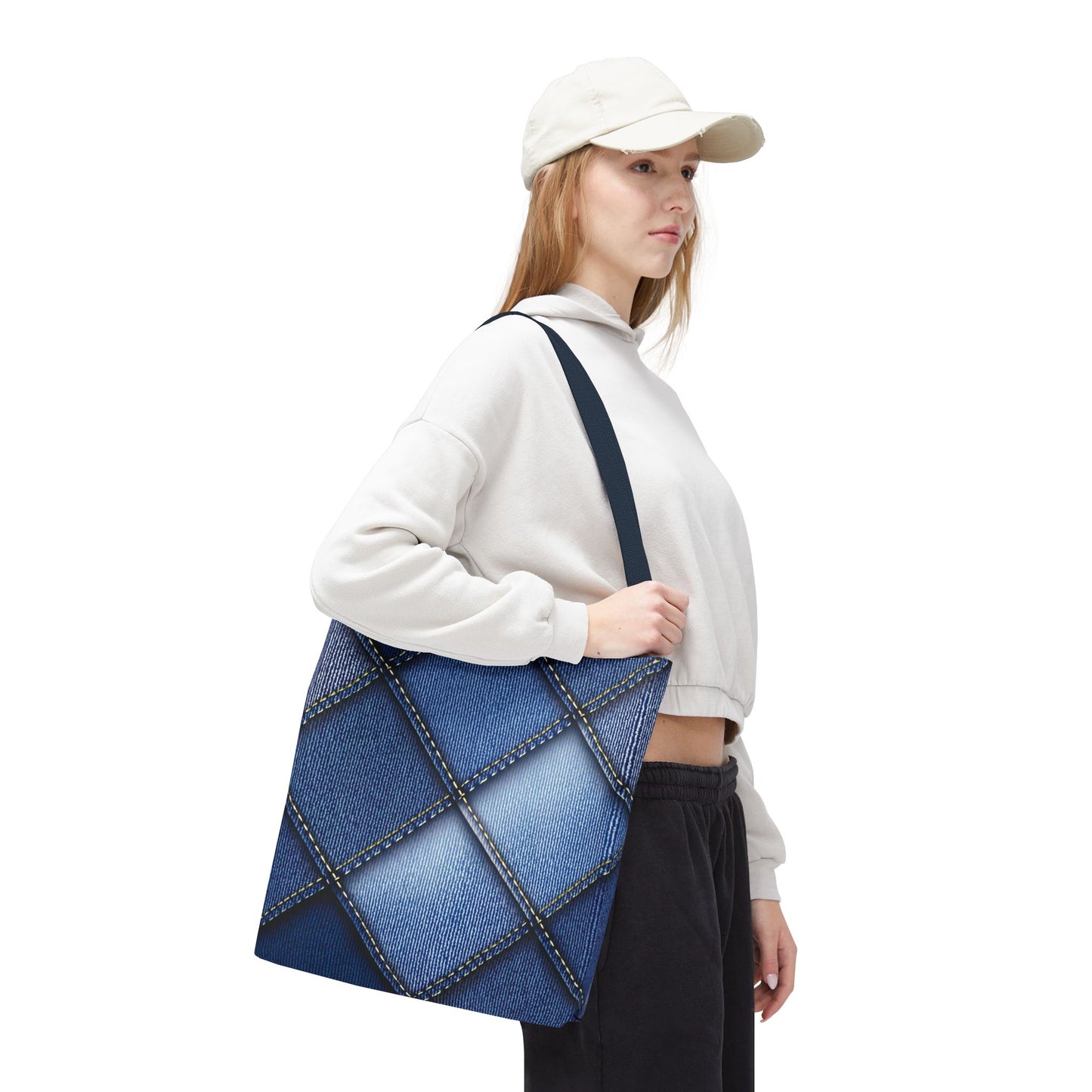 Denim Fabric Imitation Print Unisex Canvas Bag Poly Spun 3 Sizes Tote Bag 101