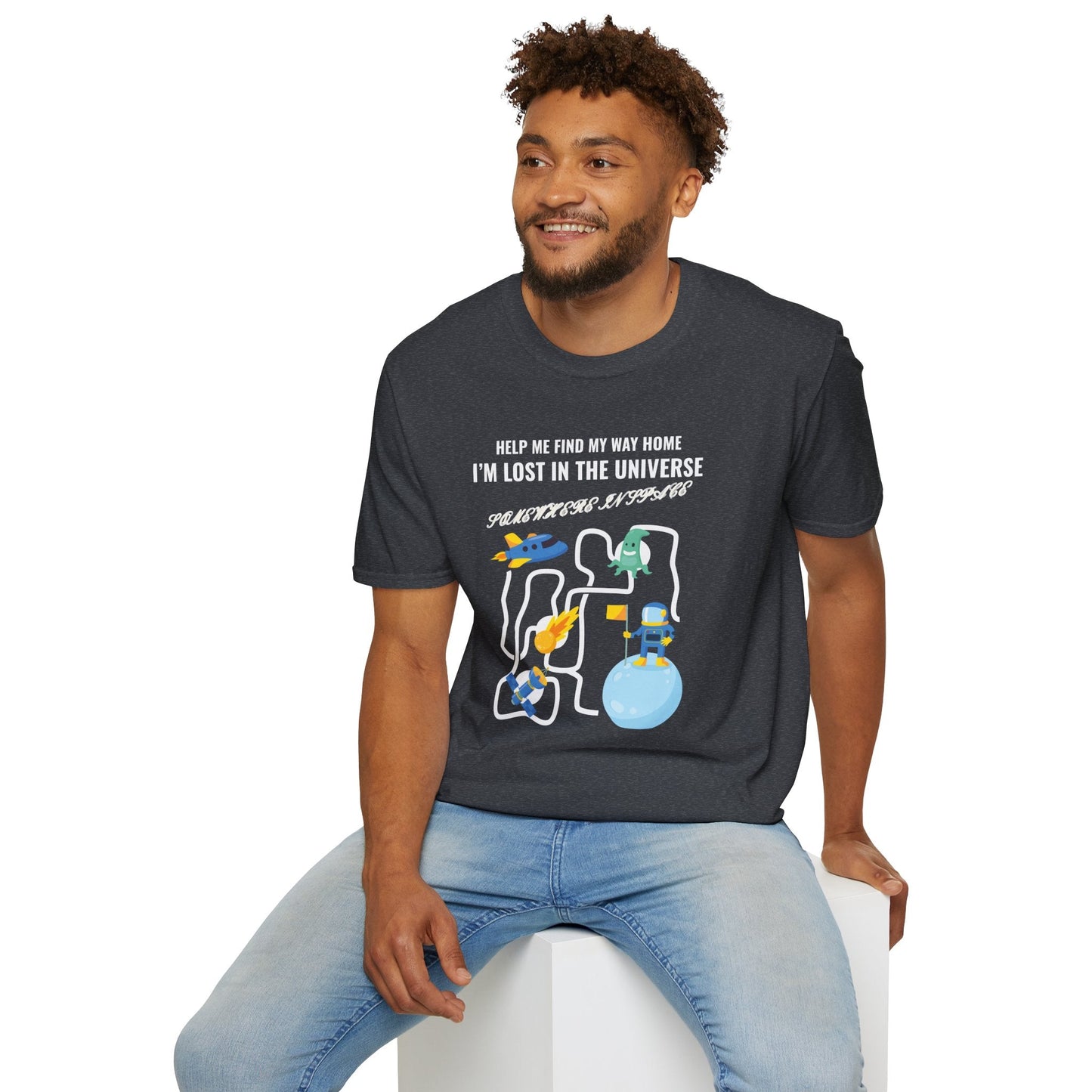 Lost in the Universe TShirt Unisex Cotton Cute Space Maze Graphic Tee