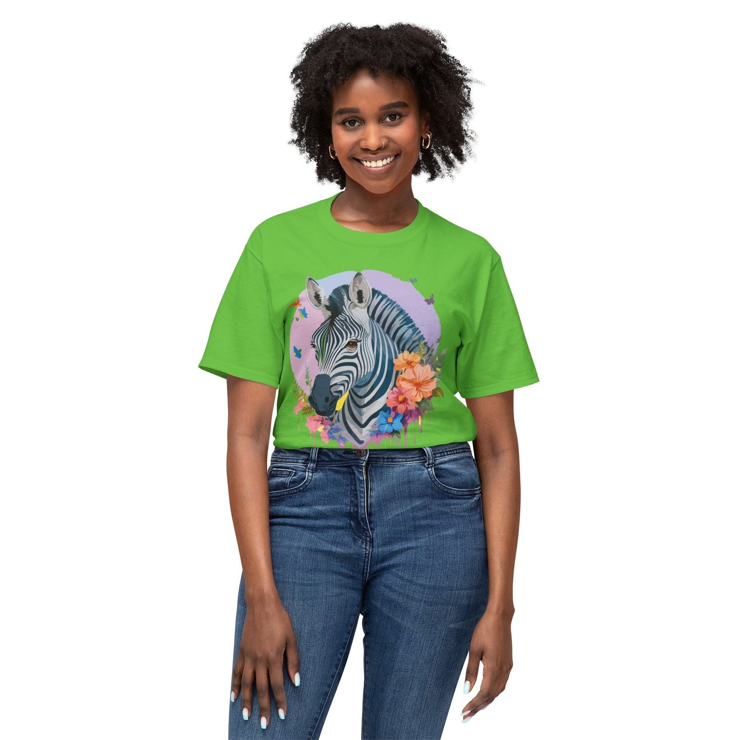Unisex Zebra T Shirt With Art Print HD Cotton Vintage Zebra Tee Floral Design Graphic Tee