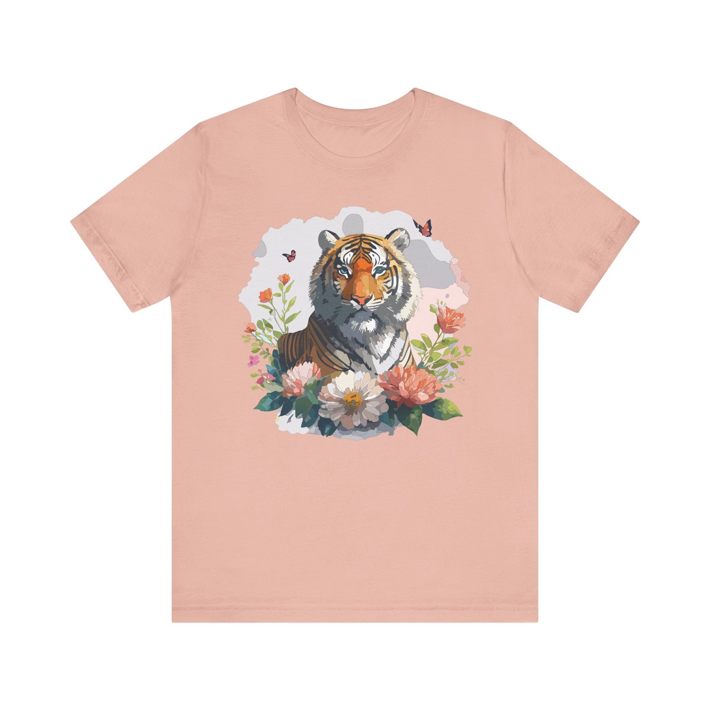Floral Tiger Graphic Tee, Animal Shirt, Tiger Shirt, Flower Top, T-Shirt with Animal, Art Design