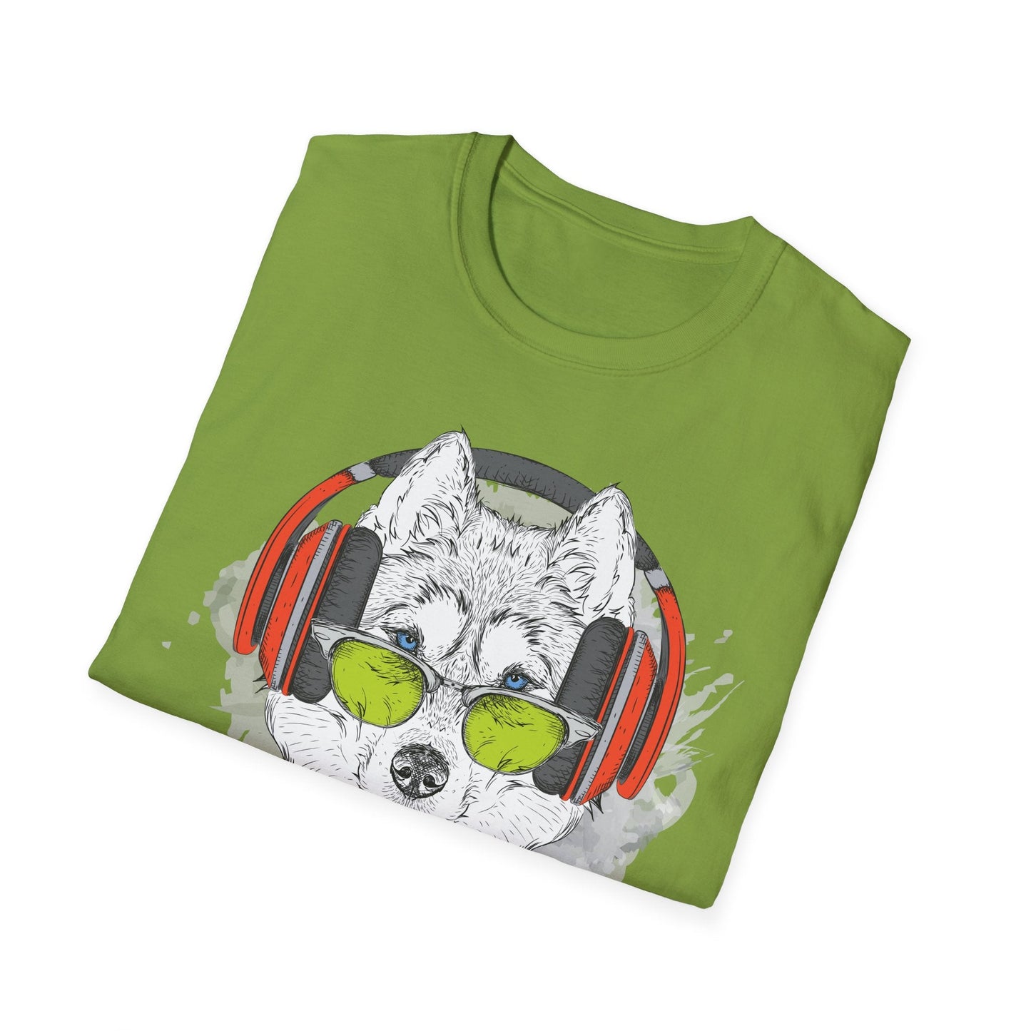 I Love Music Animals Shirt With Headphones Unisex Softstyle Tee Premium Comfort Short Sleeve