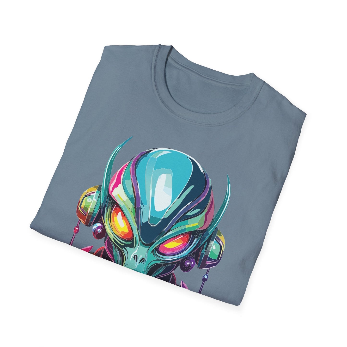 Alien Cosmos Unisex Cotton T Shirt With Alien Artwork Softstyle Ring Spun Cotton 64000