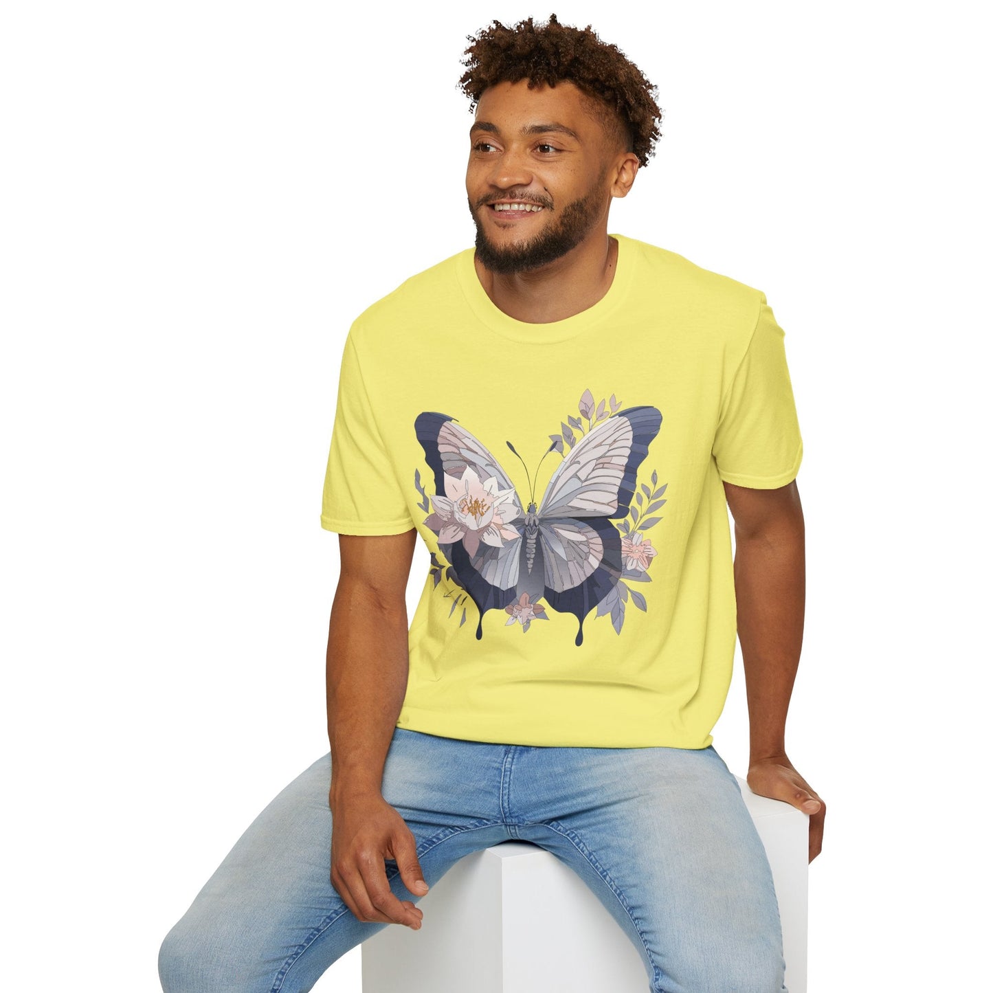 Butterfly T Shirt Unisex Monarch Print Softstyle Cotton Tee for Everyday Comfort
