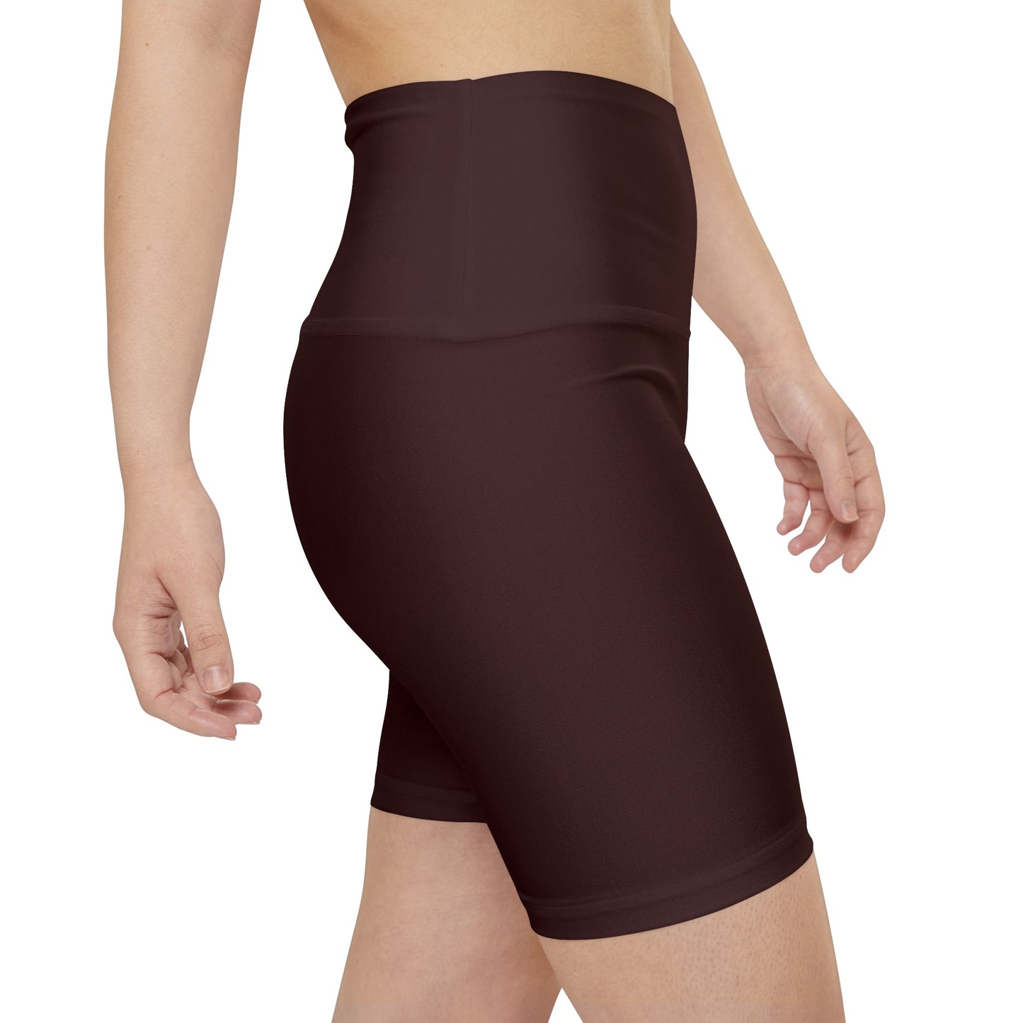 Rich Mahogany High-Waist Women's Workout Shorts — Comfortable Maroon Active Bike Shorts