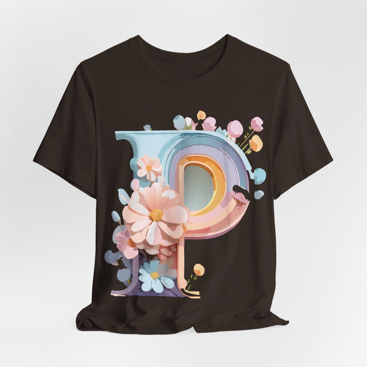 Letter P Shirt Graphic Tee Unisex Short Sleeve Vintage Inspired Art From Adelpha