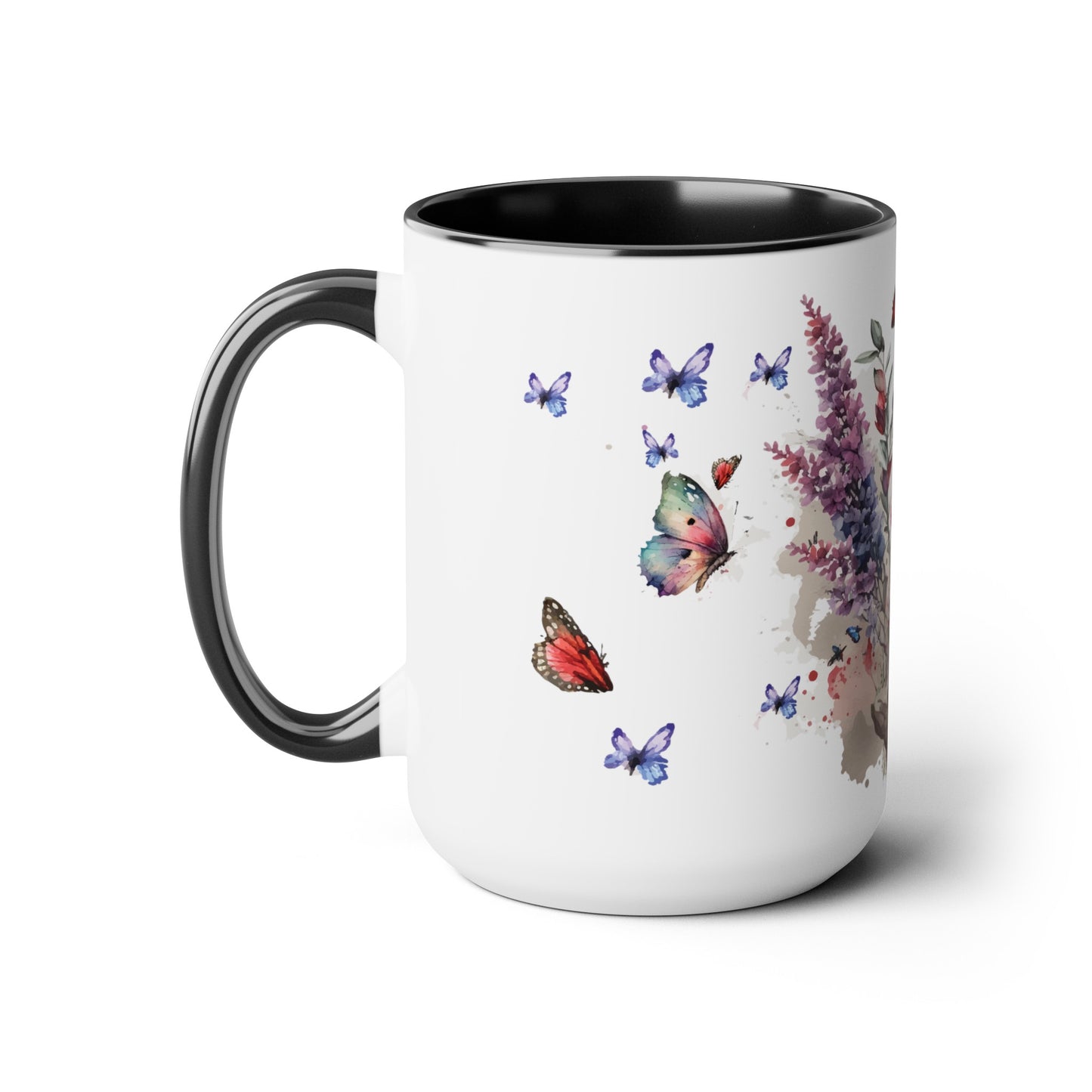 Two-Tone Coffee Mugs with butterfly