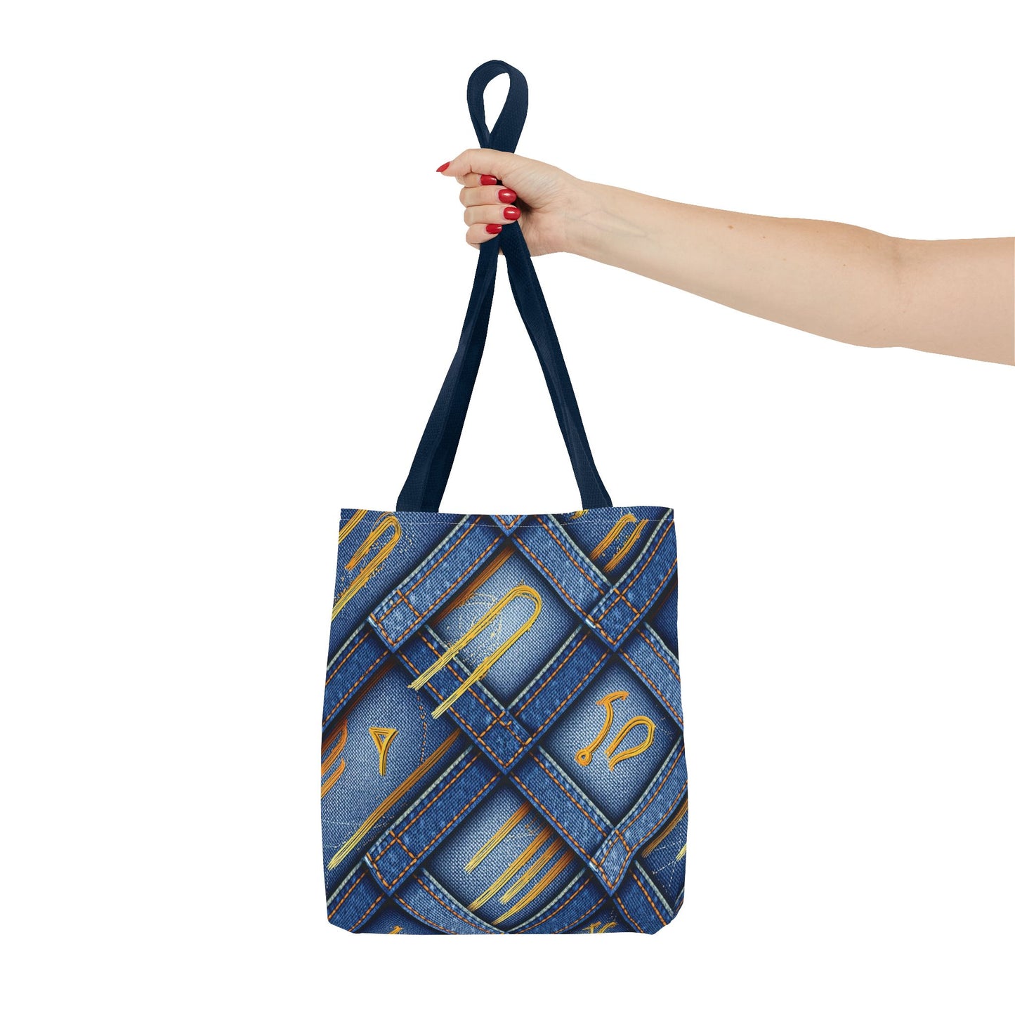 Denim Fabric Imitation Print Unisex Canvas Bag Poly Spun 3 Sizes Tote Bag 184-3