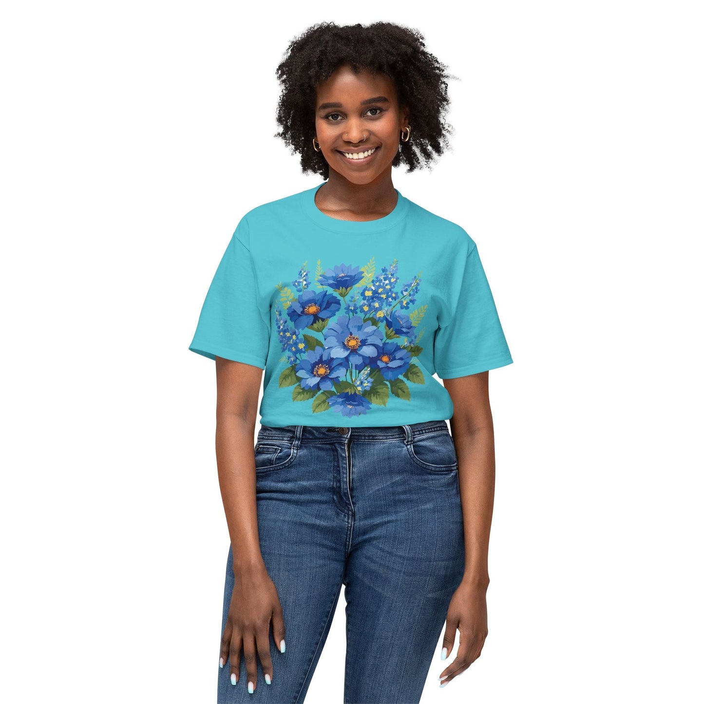Unisex Floral Art T Shirt Cotton Tee With Vintage Flowers Art Print Breathable USA Made
