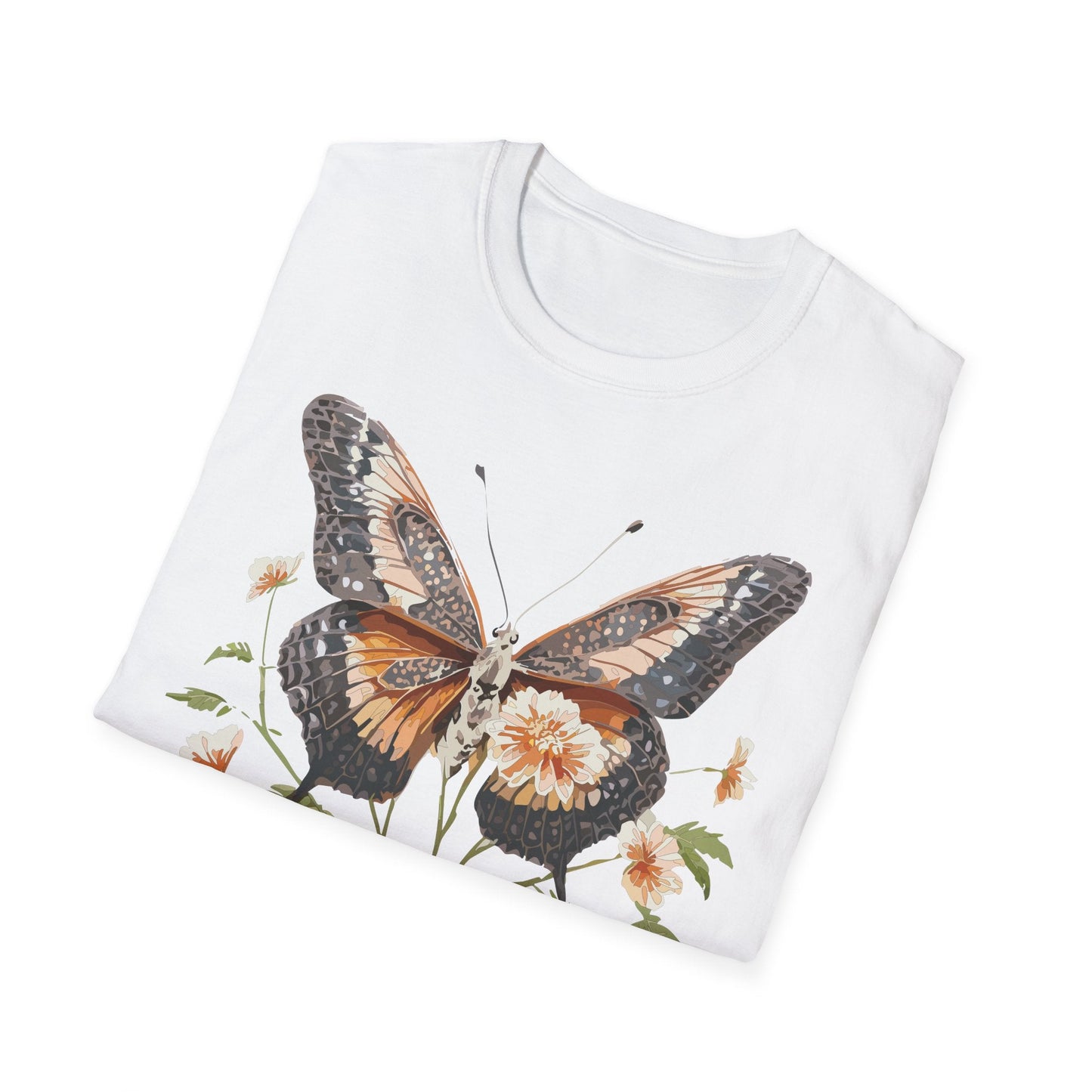 Butterfly T Shirt Unisex Softstyle Gildan 64000 Cotton Tee Monarch Print Comfort