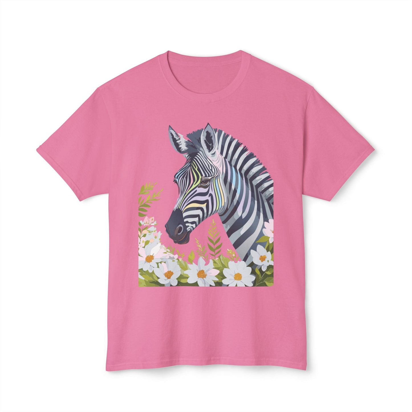 Unisex Zebra Art Design T Shirt With Floral Print HD Cotton Premium USA Made Jersey