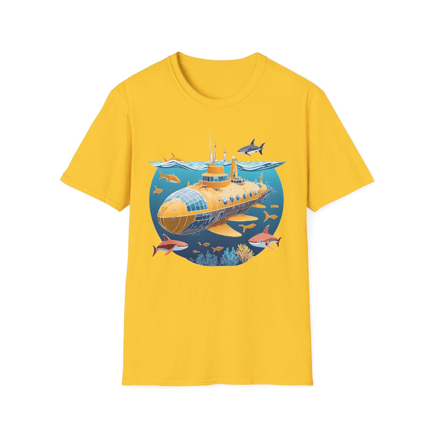 Ocean Themed Unisex Softstyle T Shirt 100 Percent Ring Spun Cotton U Boat Design Tee Everyday