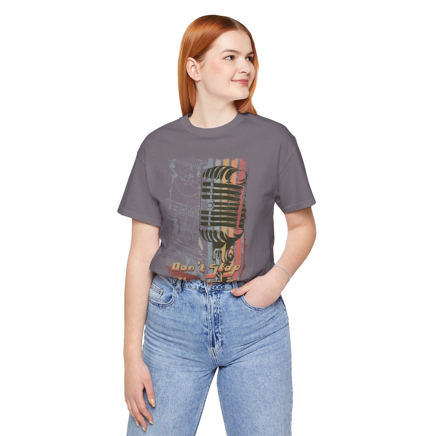 Retro Microphone Graphic Unisex Cotton T-Shirt r9
