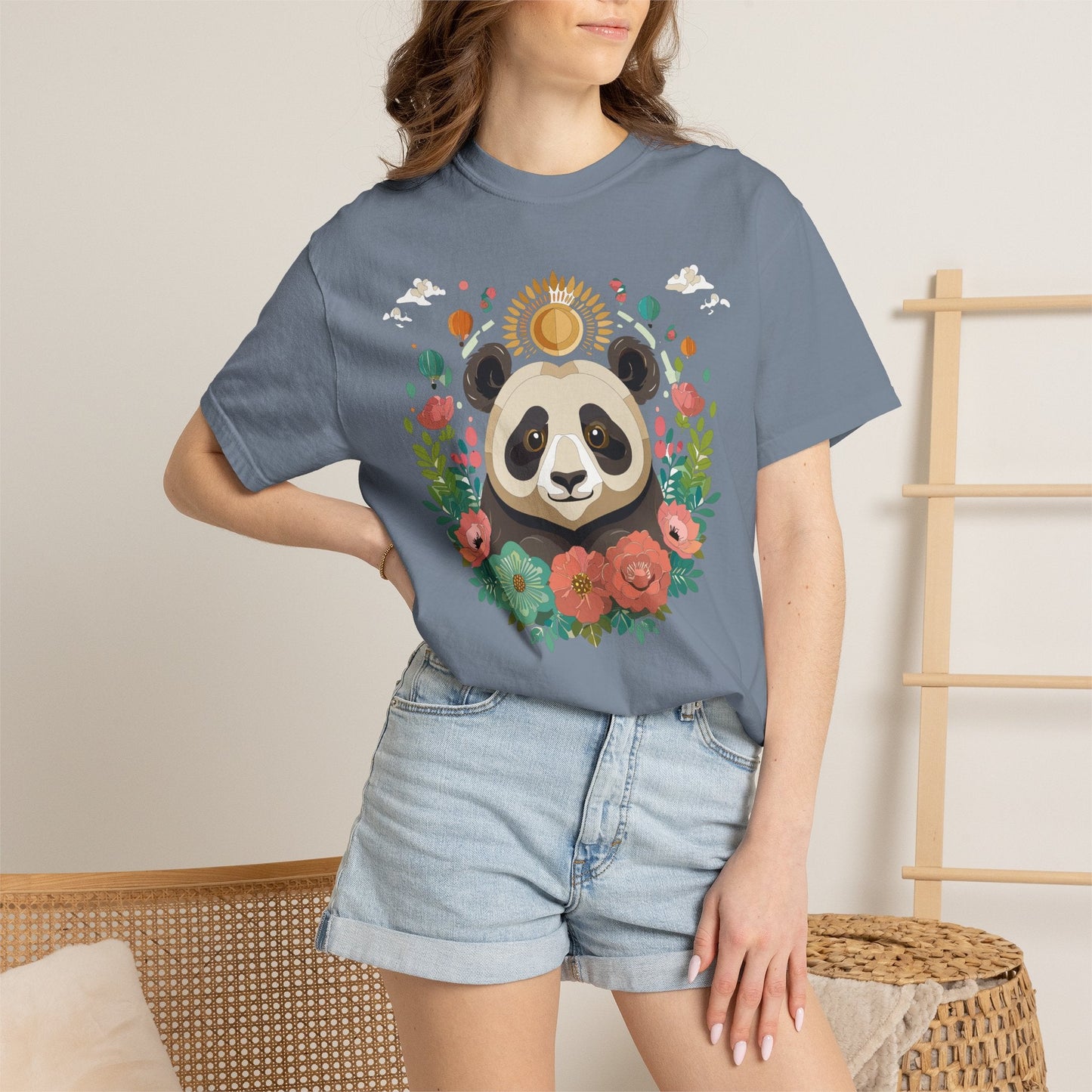 Panda Portrait Graphic T-Shirt Unisex Cotton Floral Animal Art Tee p4