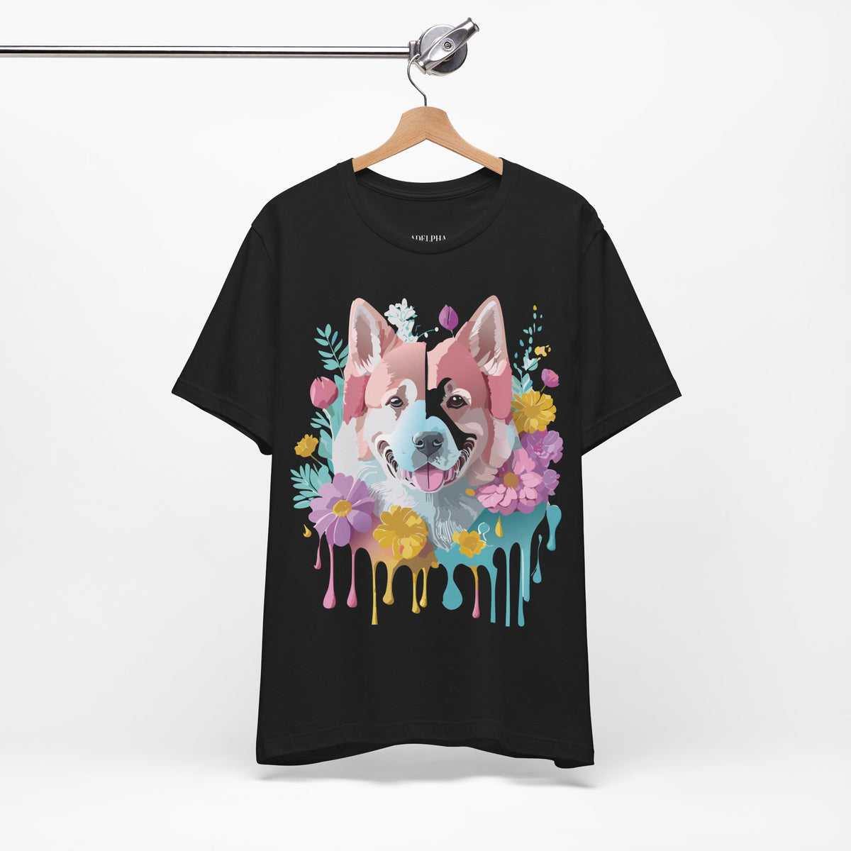 Dog Graphic Unisex Cotton Bella+Canvas Tee with Art Animal Design e121