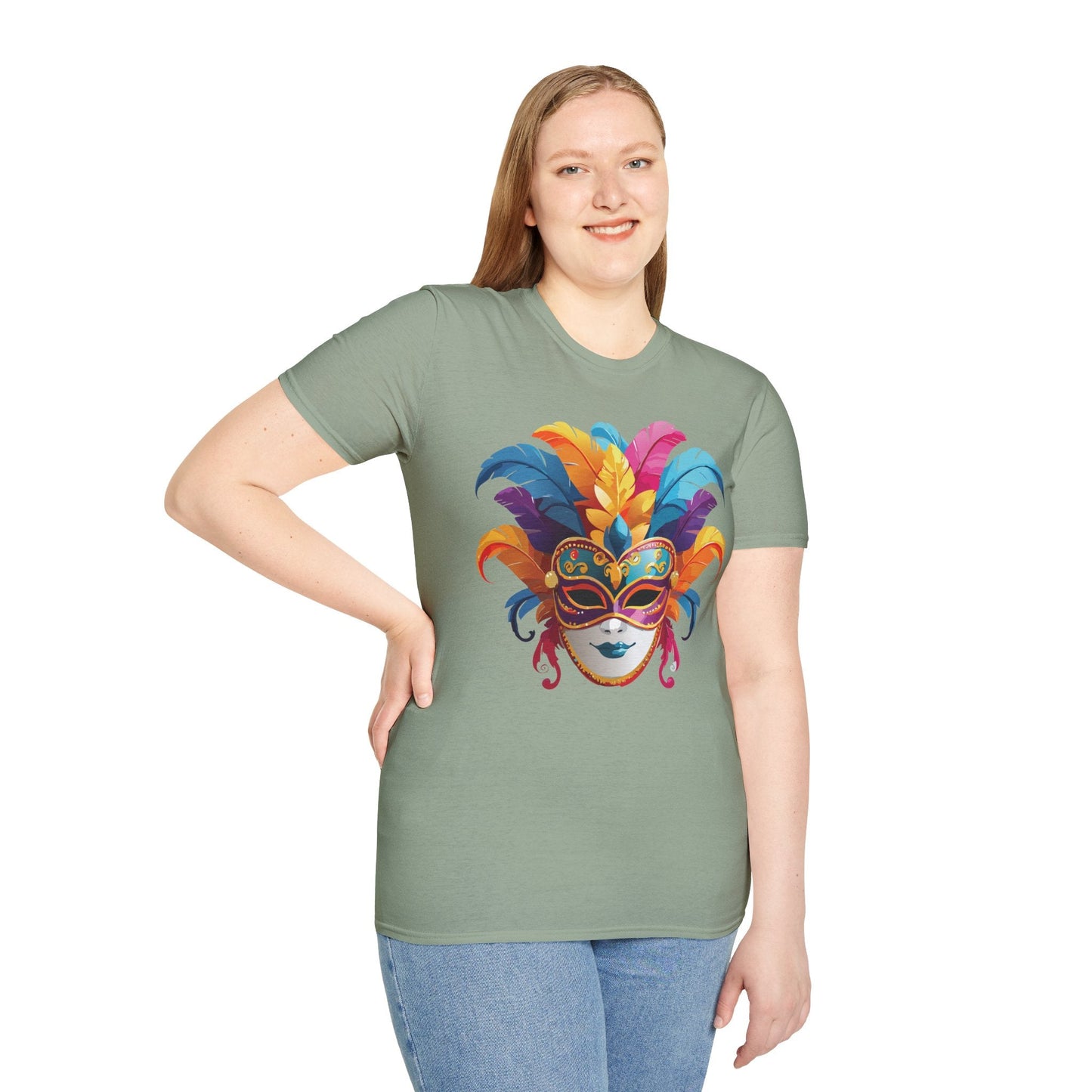 Mask Tee Shirt Unisex Masquerade Design Gildan Softstyle 64000 100 Percent Cotton