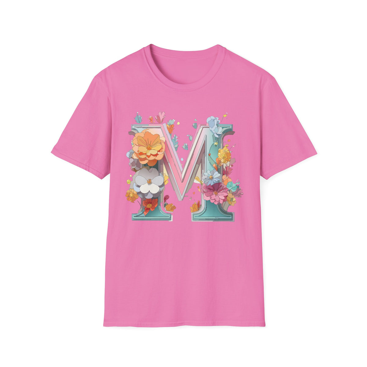 Floral Letter M Shirt | Monogram Initial Tee, Botanical Alphabet