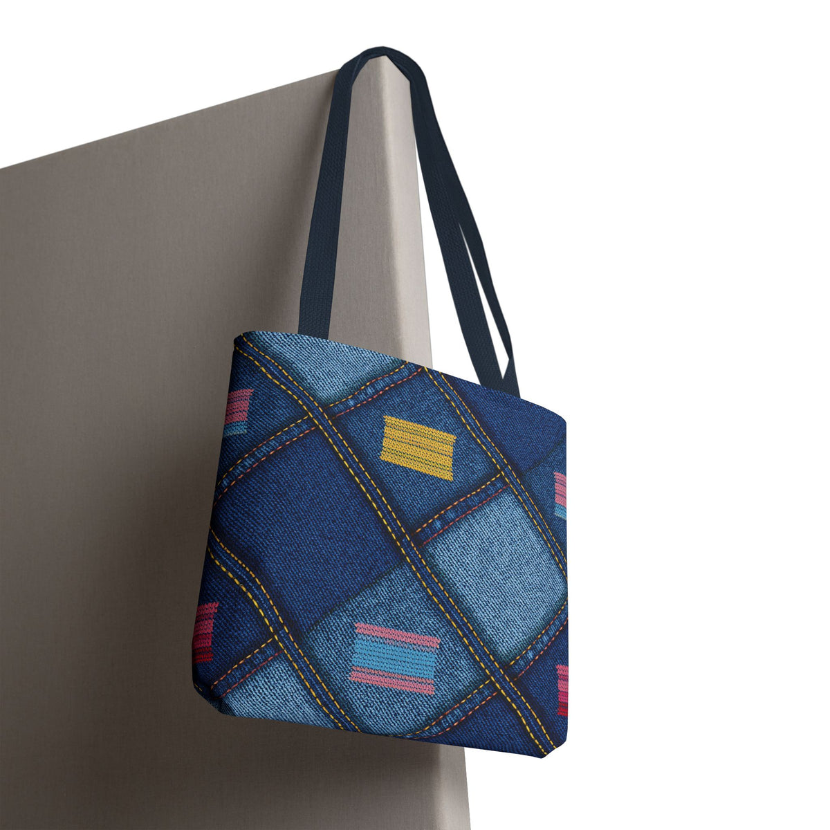 Denim Fabric Imitation Print Unisex Canvas Bag Poly Spun 3 Sizes Tote Bag 146