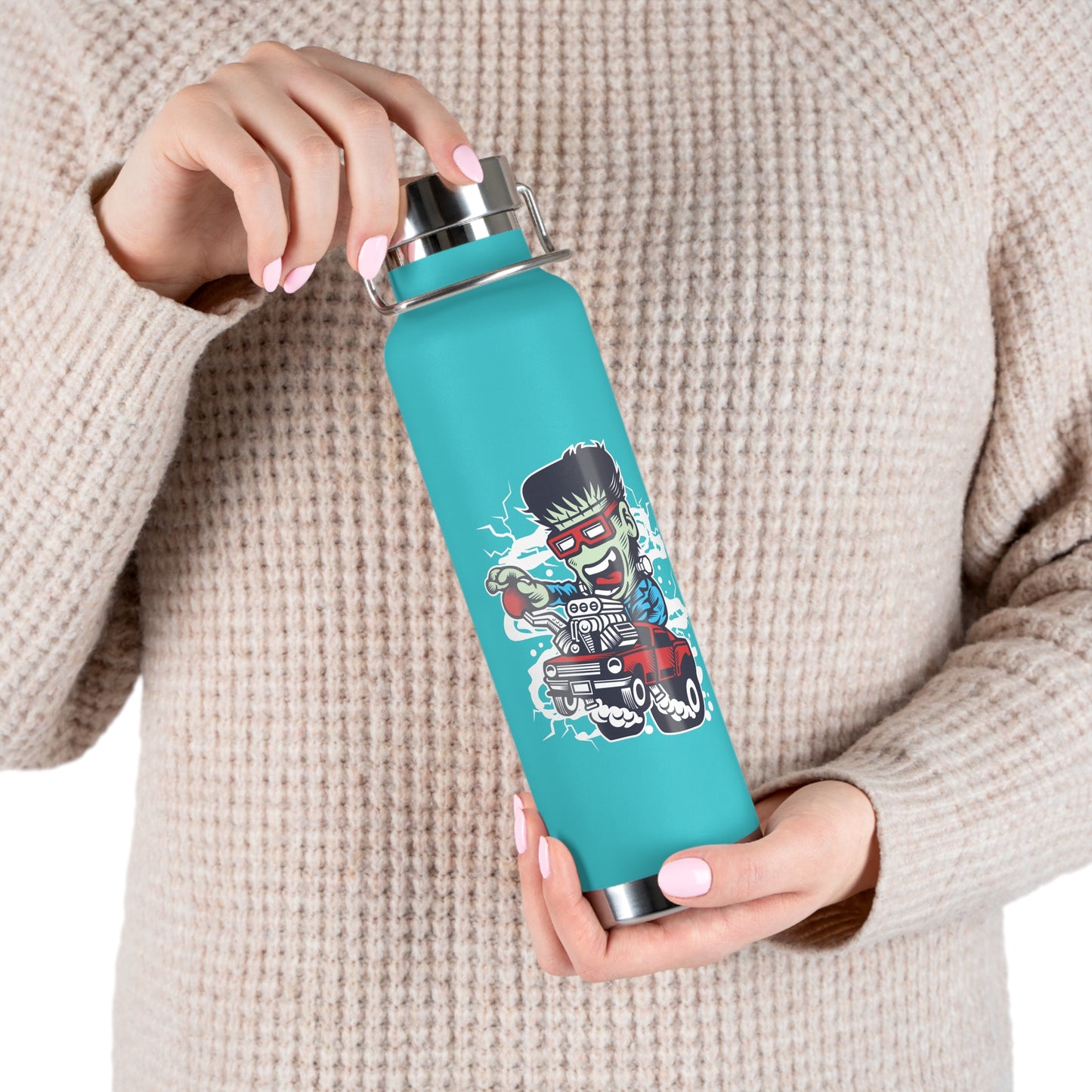 22 oz Copper Insulated Water Bottle with Cartoon Design - CV1