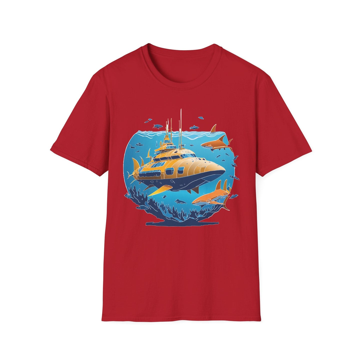 Ocean T Shirt Unisex Gildan Softstyle 64000 100 Percent Cotton Ring Spun U Boat Design Graphic