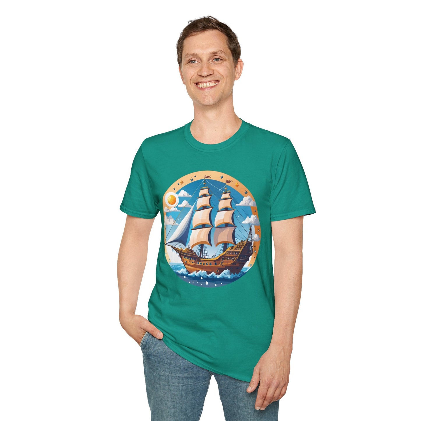 Unisex Nautical Frigate Ship T Shirt Vessel Tee Gildan Softstyle 64000 100 Percent Ring Spun Cotton