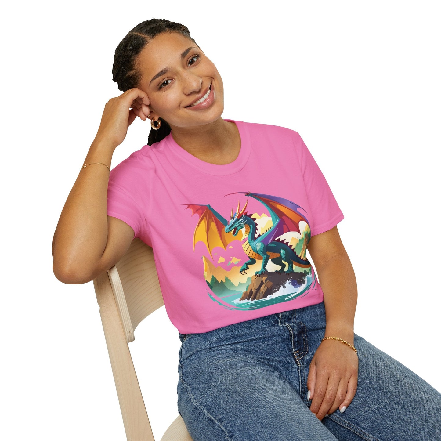 Dragon Graphic Unisex Cotton Softstyle Art Design Tee With Animals 21