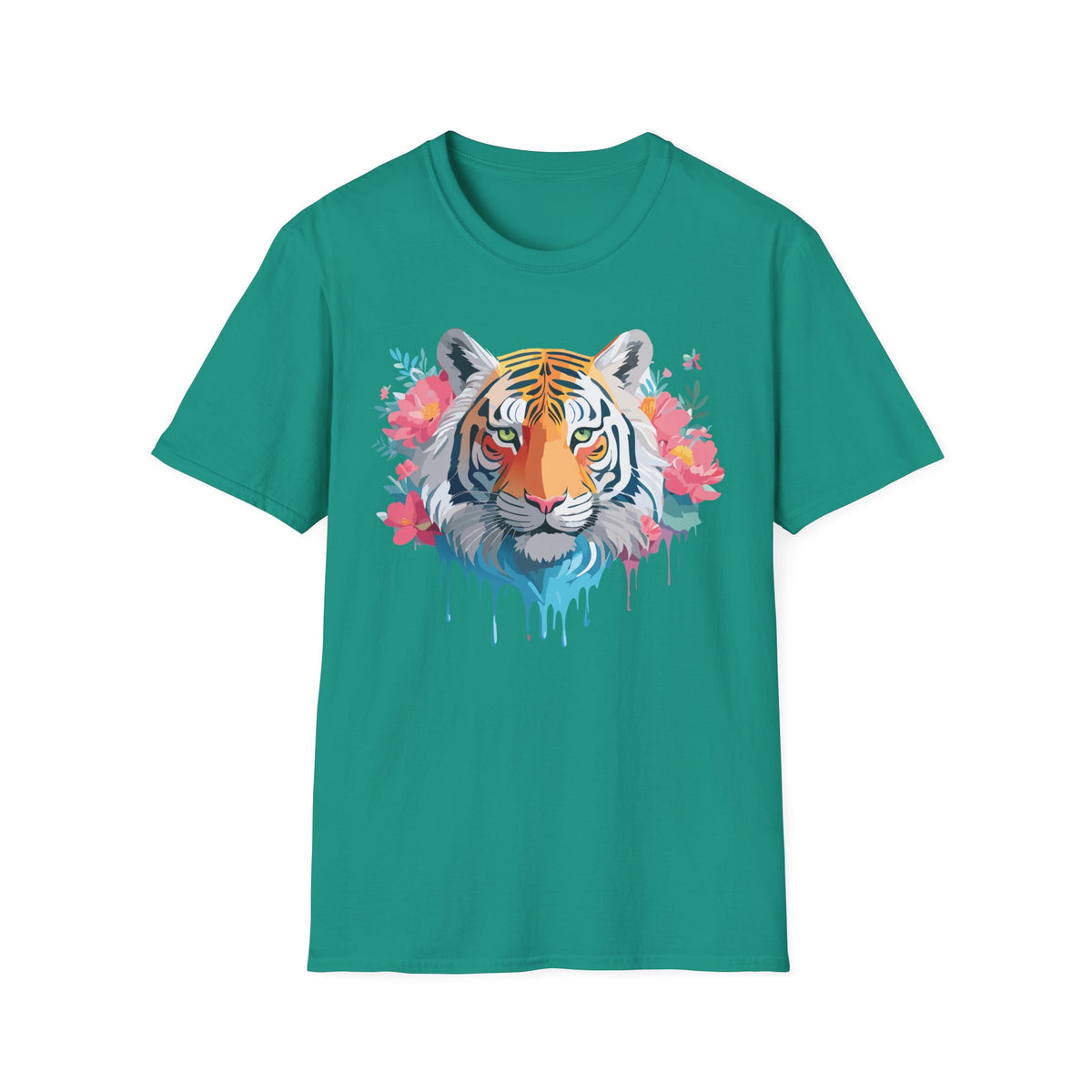 Floral Watercolor Tiger T-Shirt | Tiger Face Shirt, Floral Wildlife Tee