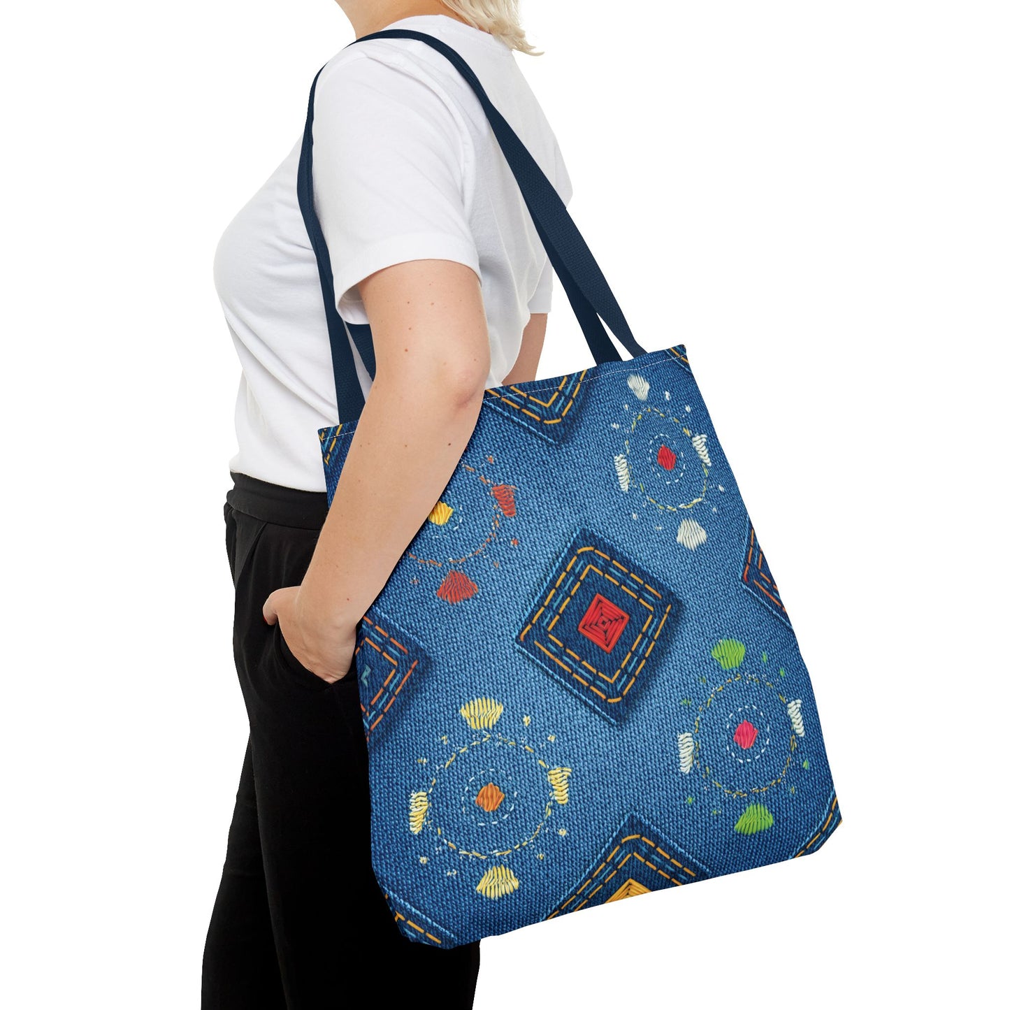 Diwali Graphic Denim Fabric Imitation Print Unisex Canvas Bag Poly Spun 3 Sizes Tote Bag 205-24