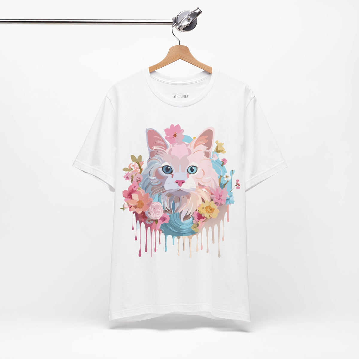 Cat Graphic Unisex Cotton Bella+Canvas Tee with Art Animal Design e206