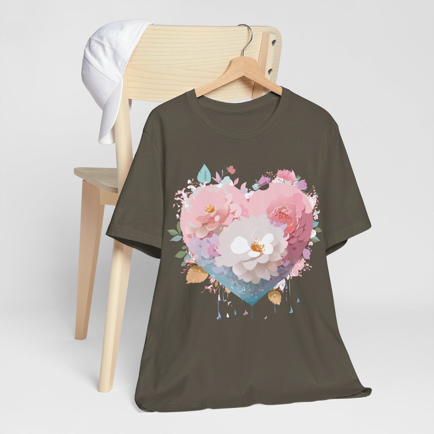 Valentine Day Graphic Unisex 100 Cotton Vintage Artwork with Love and Flower Design Tee 34