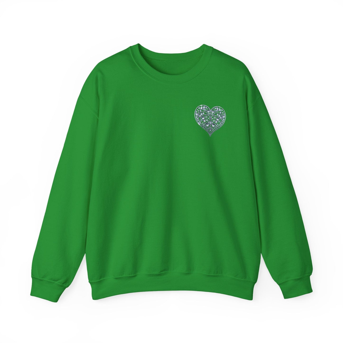 Crystal Heart Sweatshirt Unisex Fifty Fifty Cotton Poly Valentine Day Crewneck Gildan 18000