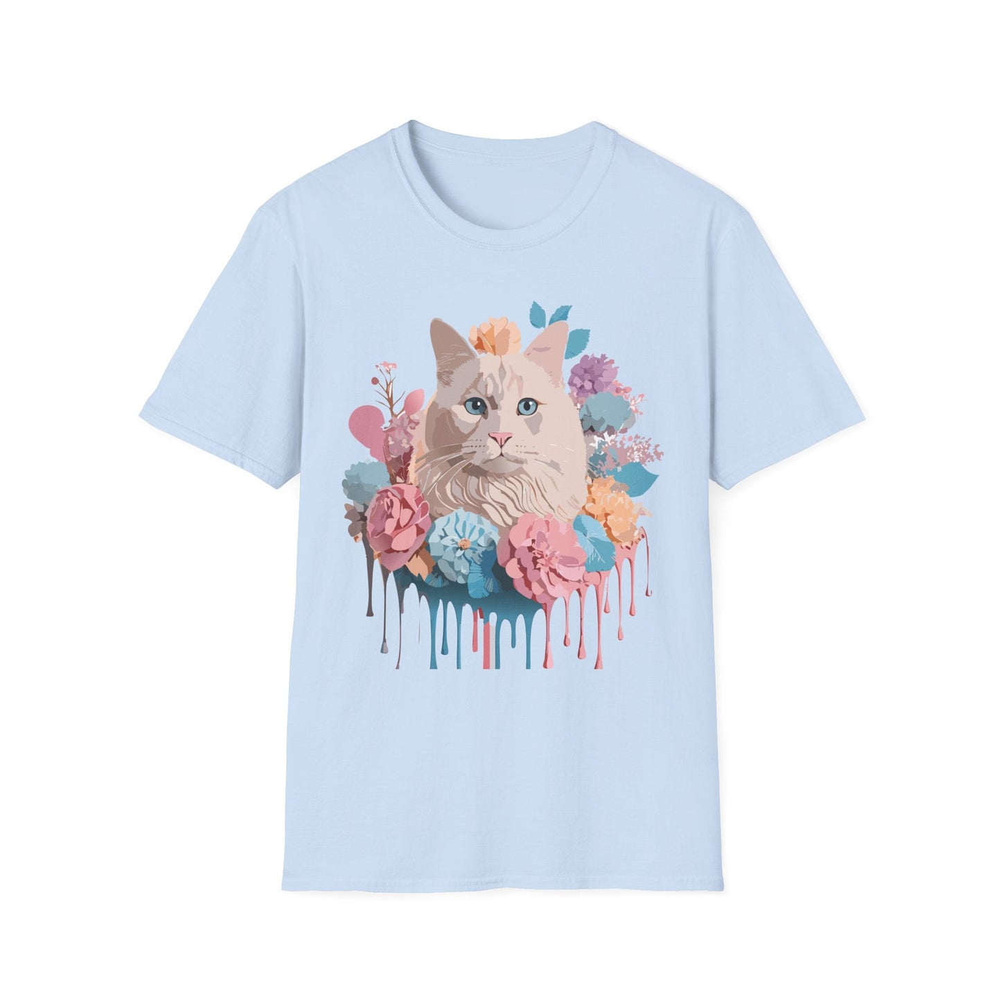 Cat Shirt Unisex Short Sleeve Cat Tee Kitten Design Gildan Softstyle 64000 Tee
