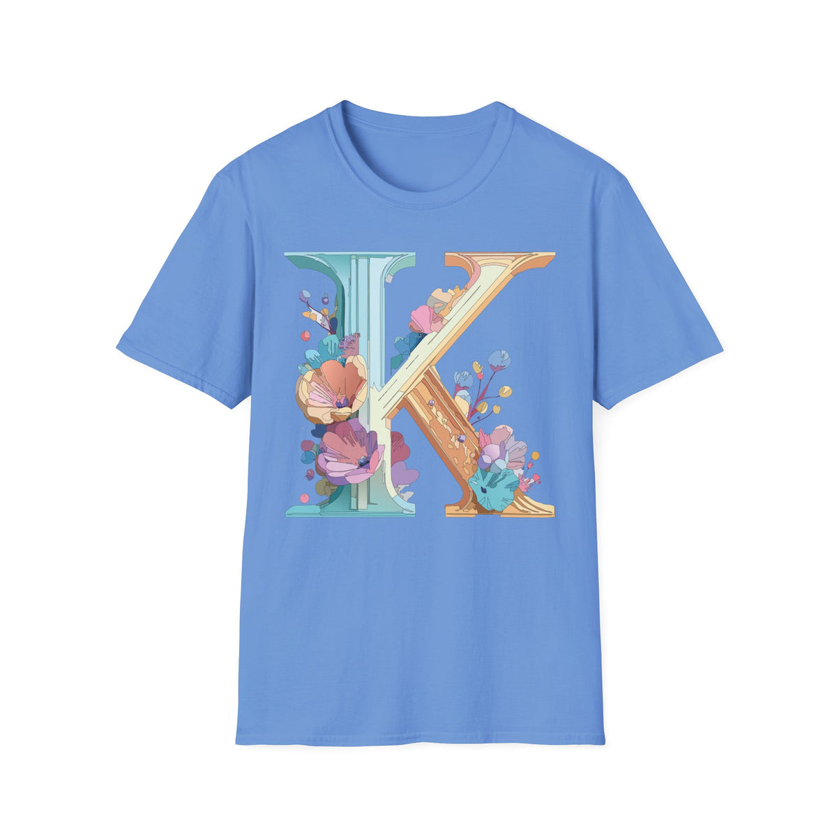 Floral Letter K T-Shirt | Initial Monogram Tee