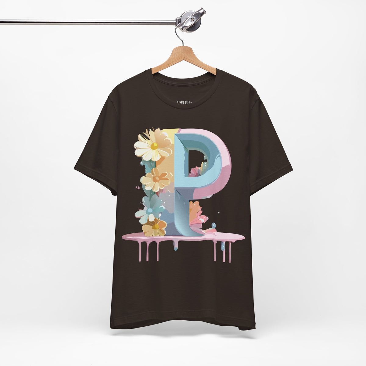 Letter P Graphic Unisex Cotton Bella+Canvas Tee with Art Letter Design