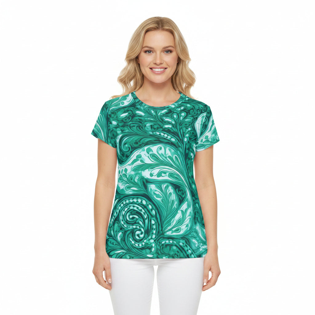 Women Poly Span T-Shirt with Floral Print