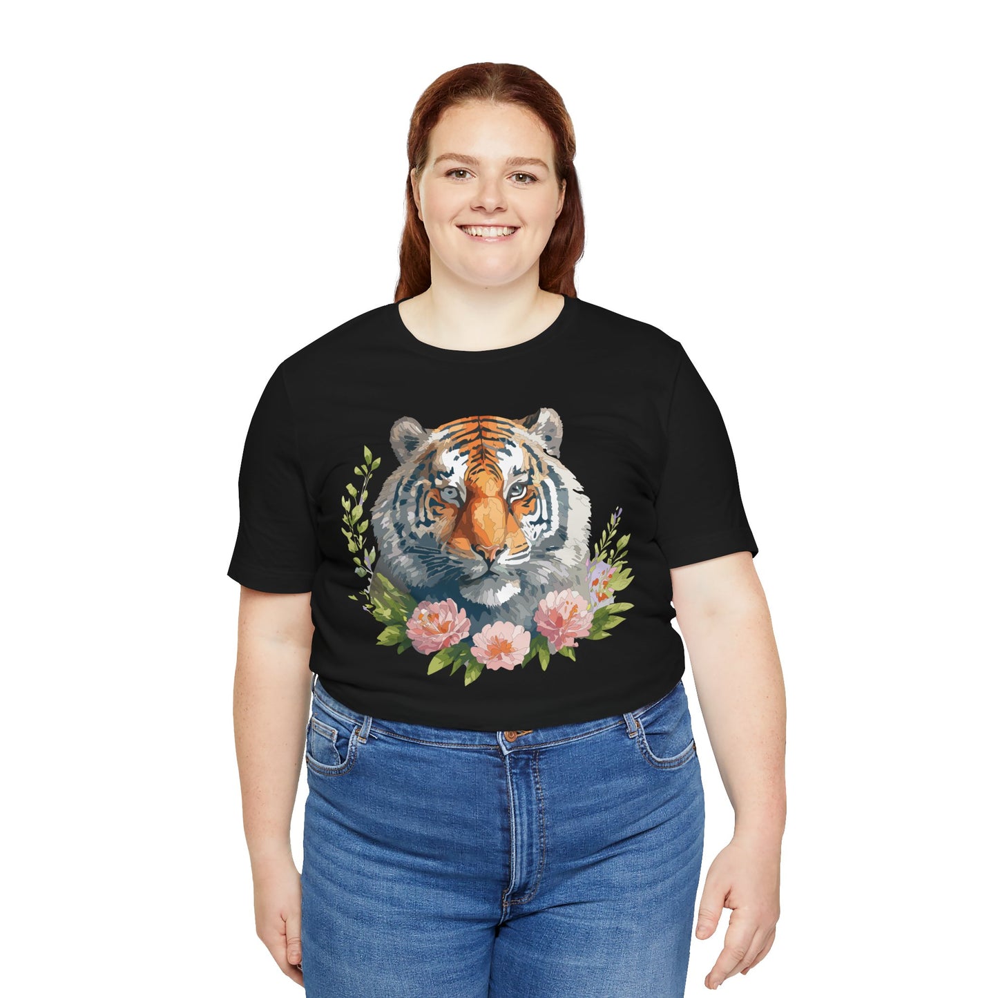 Floral Tiger Shirt, Animal Shirt, Tiger Tee, Unisex Tee, Floral T-shirt, T-Shirt with Animal