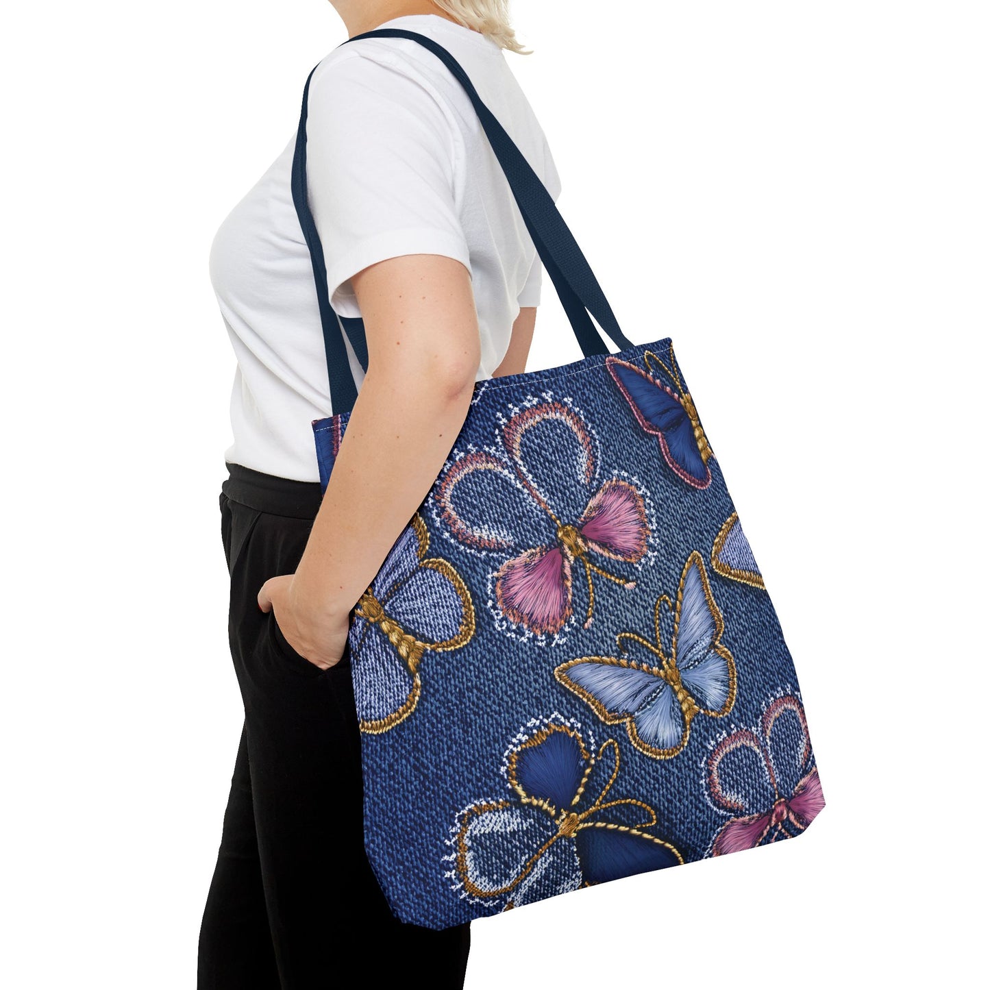 Denim Fabric Imitation Print Unisex Canvas Bag Poly Spun 3 Sizes Tote Bag 179
