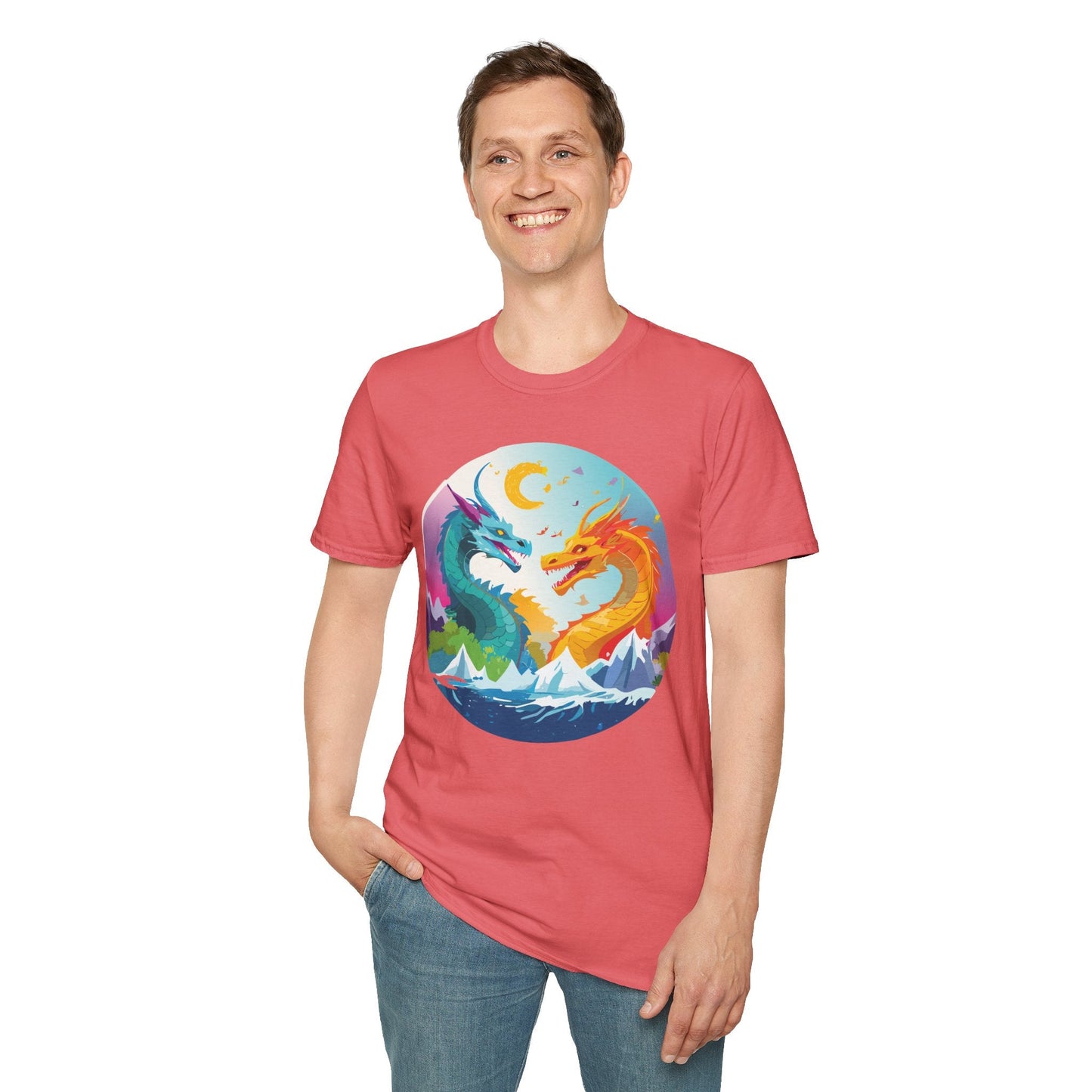 Dragon Graphic Unisex Cotton Softstyle Art Design Tee With Animals 29