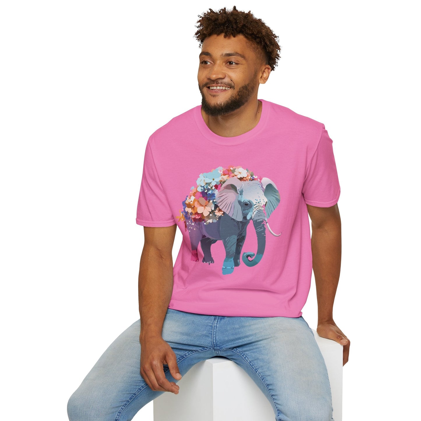Elephant T Shirt Unisex Softstyle Tee 100 Percent Ring Spun Cotton Animal Design