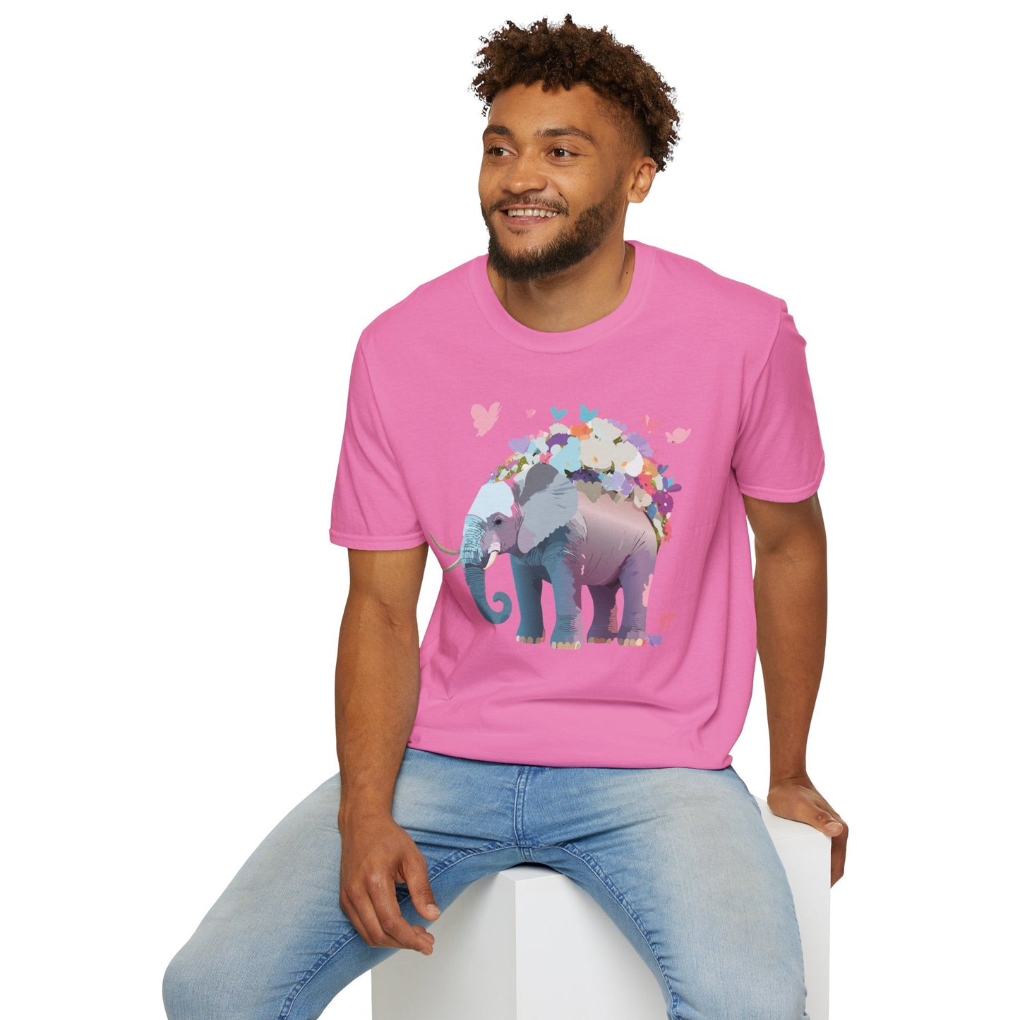 Elephant Graphic T Shirt Unisex Cotton Softstyle Tee Gildan 64000 Elephant Design For Animal Lovers