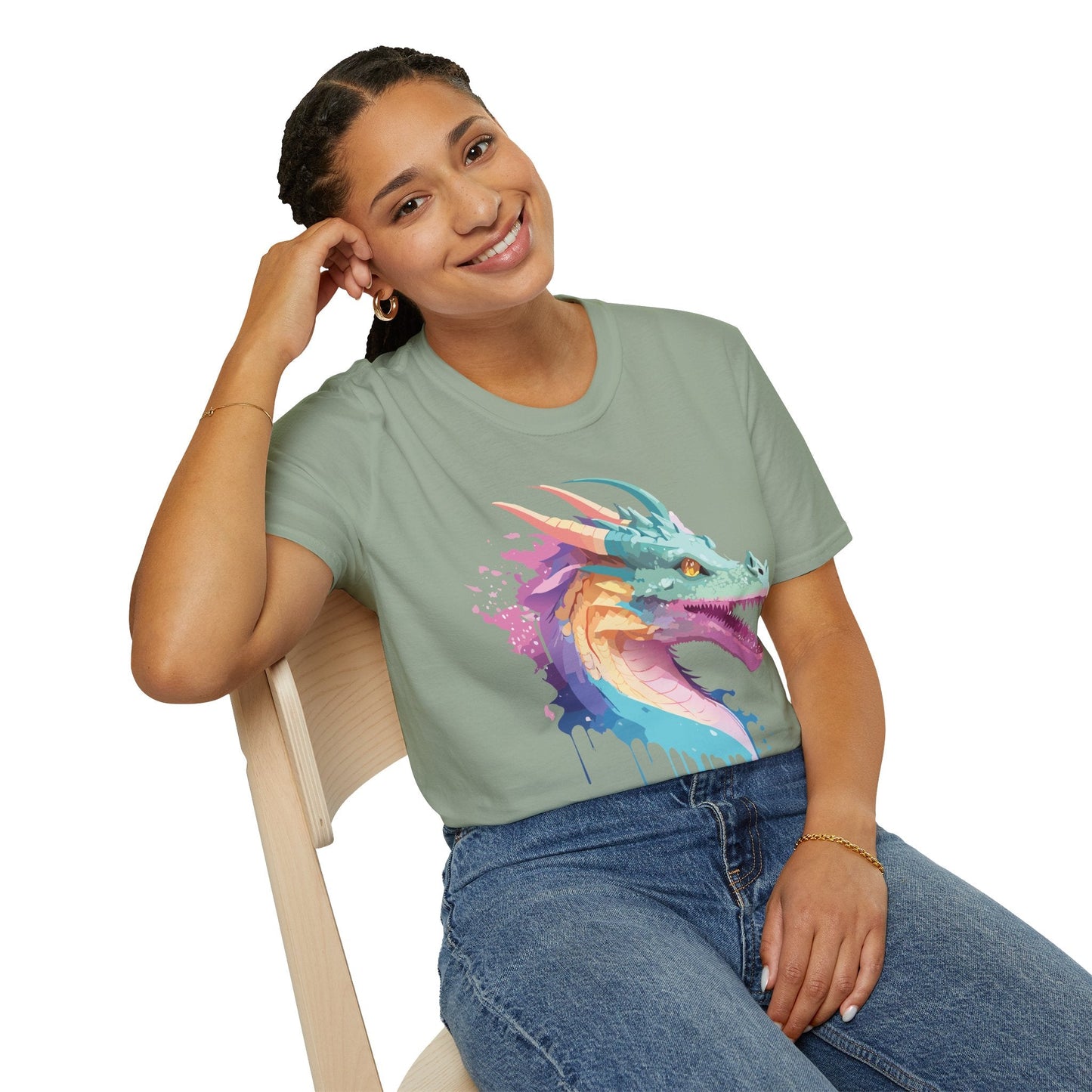 Dragon Graphic Tee Unisex Short Sleeve Dragon Shirt With Animal Design Gildan SoftStyle 64000