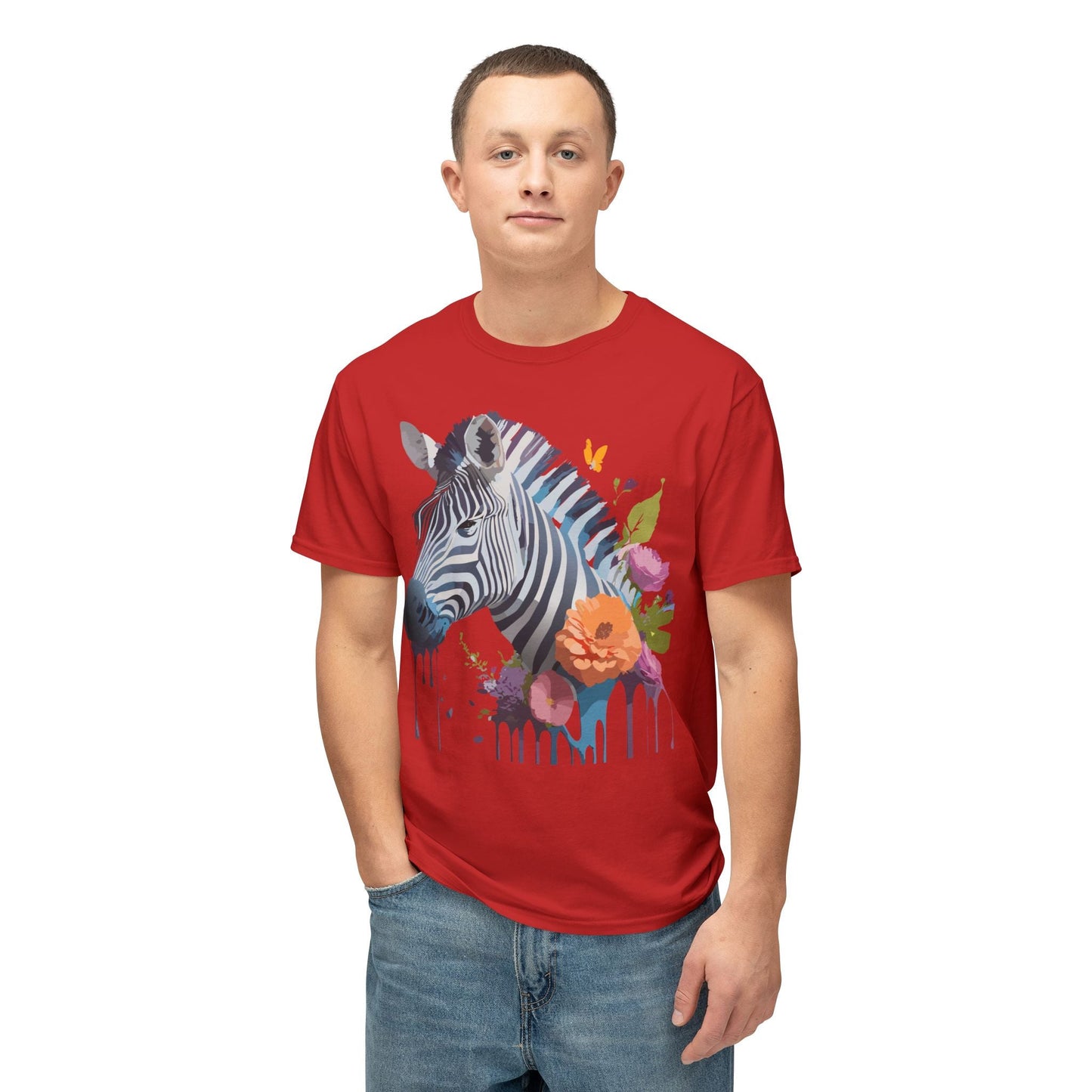 Unisex Zebra Art T Shirt With Full Color Print HD Cotton Tee Made In USA For Everyday Style