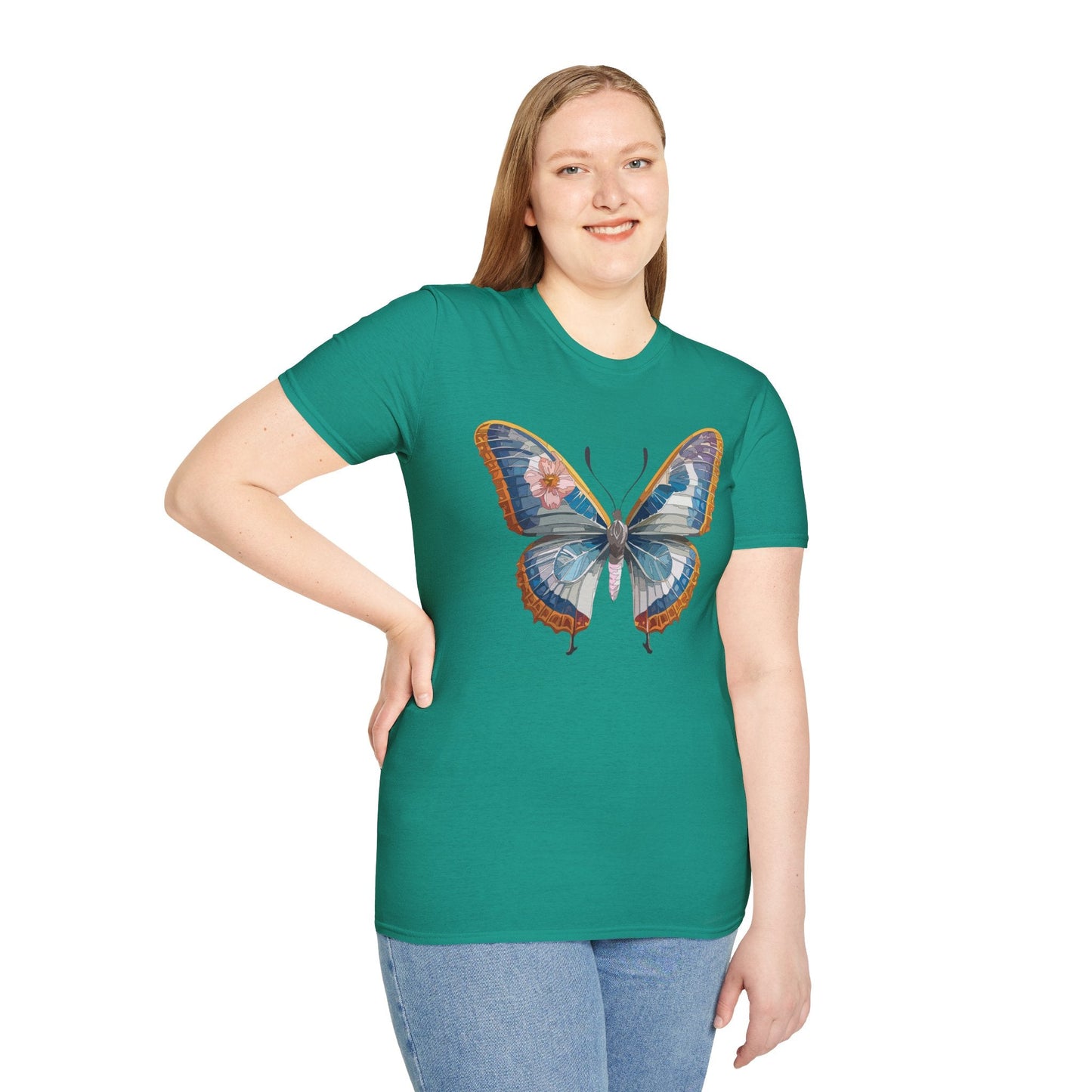 Unisex Butterfly Shirt Softstyle Tee 100 Percent Ring Spun Cotton Monarch Print Tee